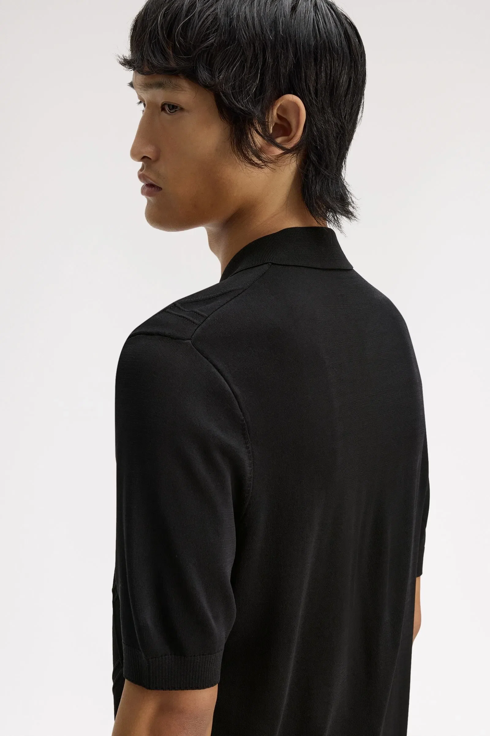 Fred Perry K9748 Cable Knitted Shirt - Black