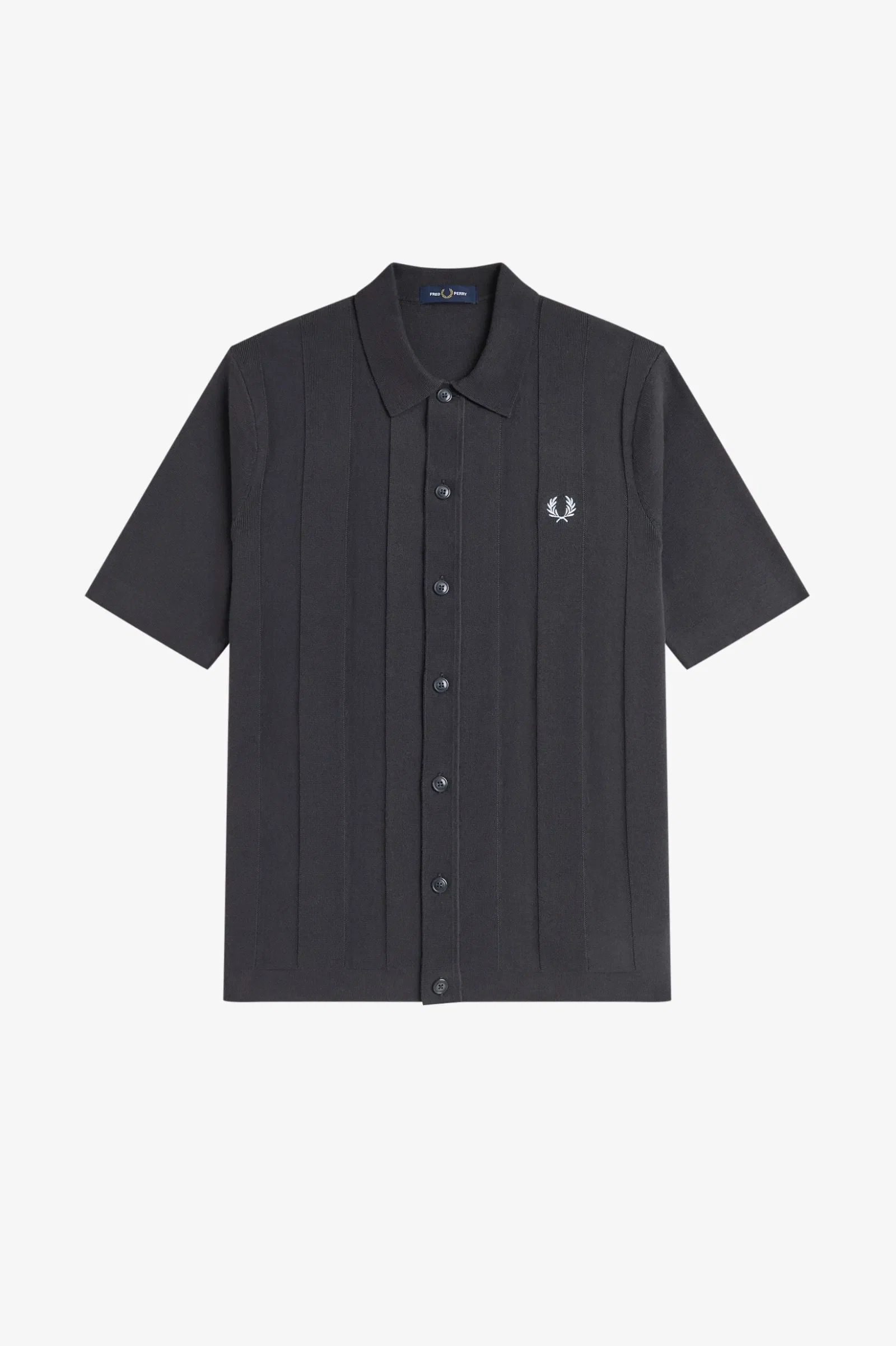 Fred Perry K2324 Tonal Vertical Stripe Knitted Shirt - Anchor Grey