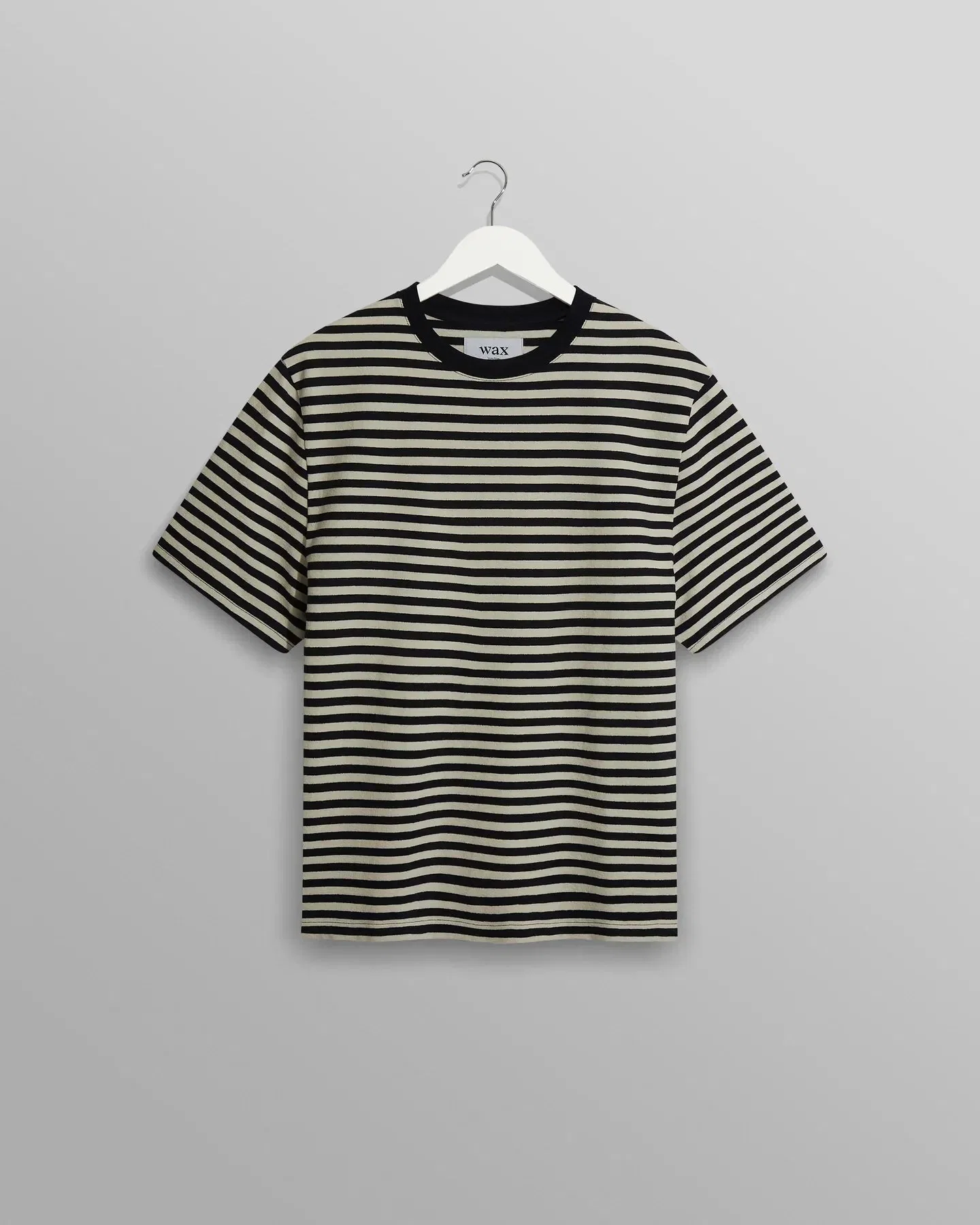Wax London Dean Textured Stripe T-Shirt - Navy / Ecru