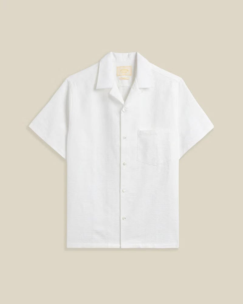 Portuguese Flannel Reeve Short Sleeve Shirt - White