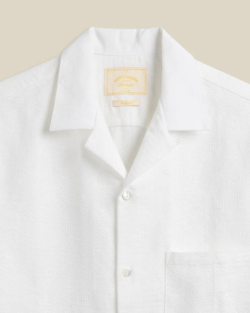 Portuguese Flannel Reeve Short Sleeve Shirt - White