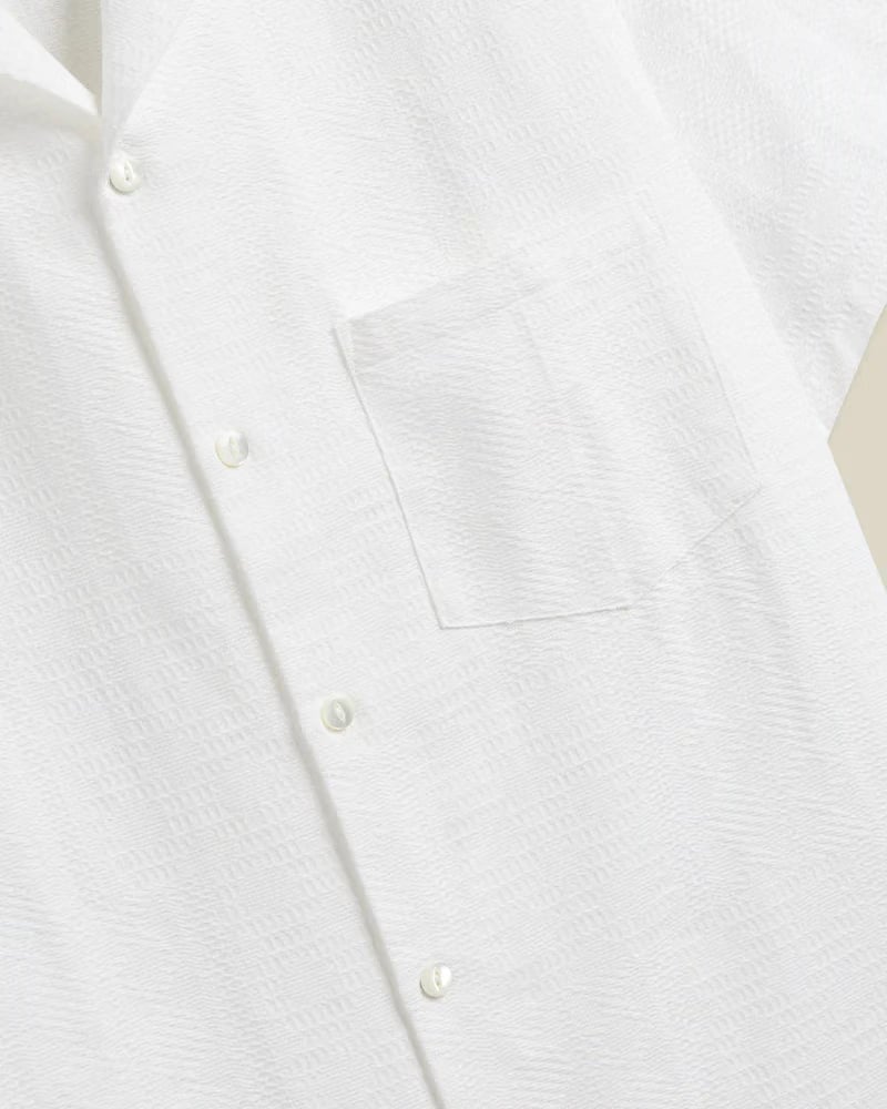 Portuguese Flannel Reeve Short Sleeve Shirt - White
