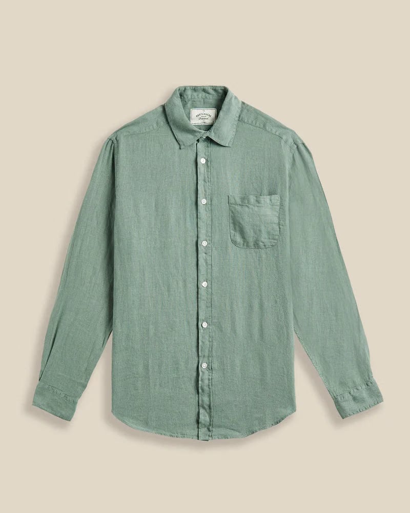 Portuguese Flannel Linen Long Sleeve Shirt - Dry Green