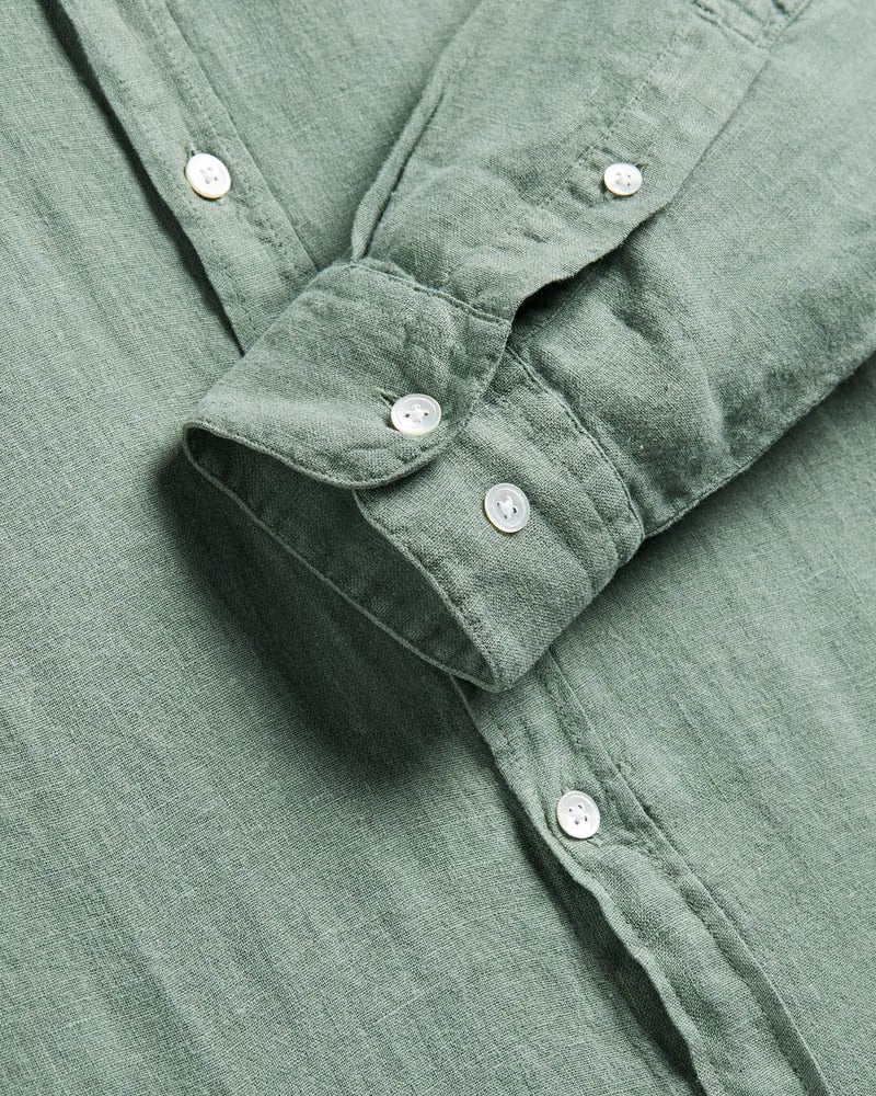 Portuguese Flannel Linen Long Sleeve Shirt - Dry Green