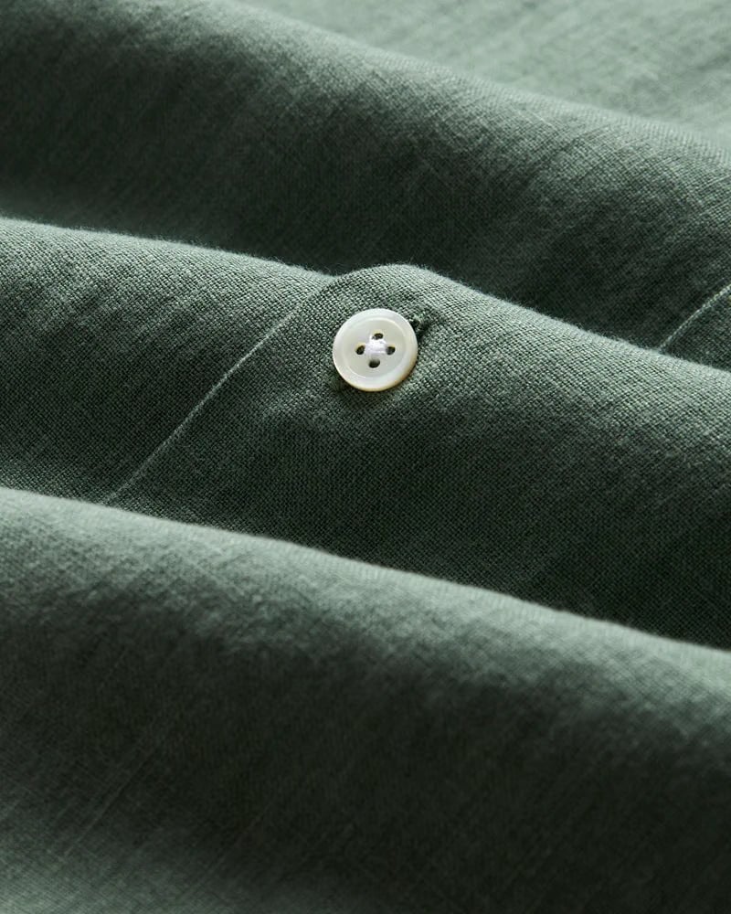 Portuguese Flannel Linen Long Sleeve Shirt - Dry Green