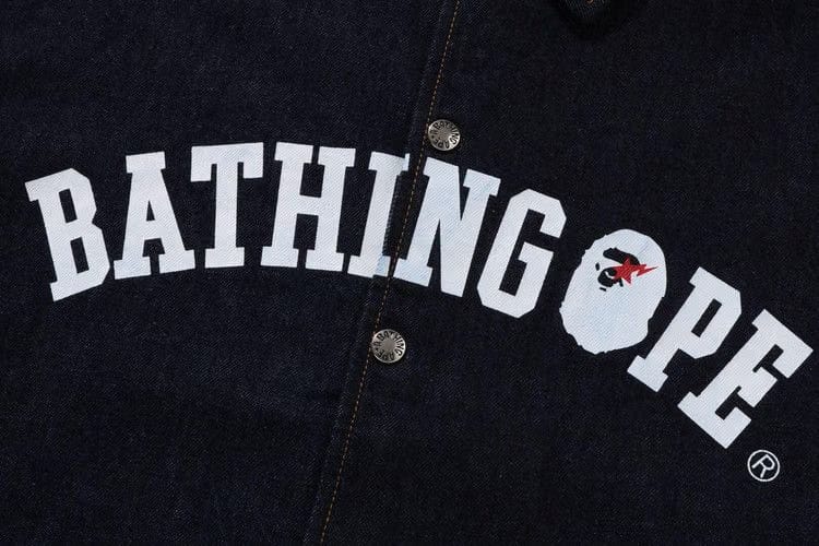 BAPE Bathing Ape Relaxed Fit Denim Coach Jacket Indigo