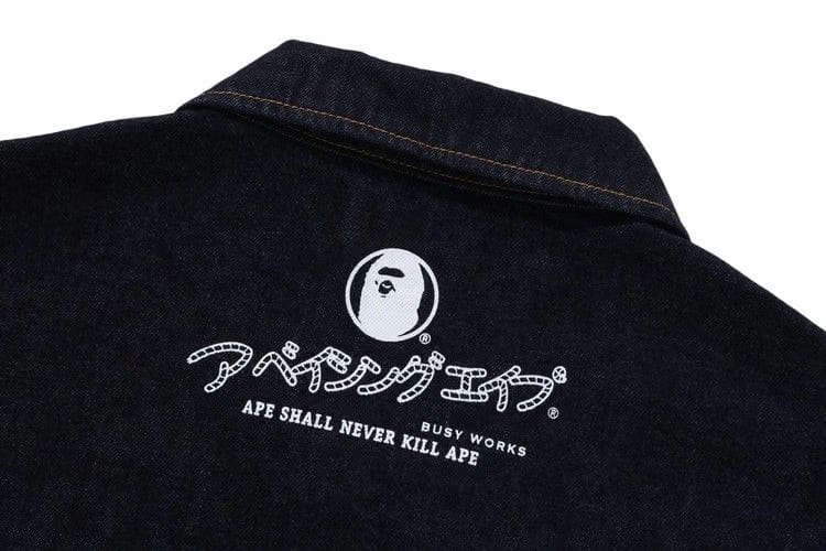 BAPE Bathing Ape Relaxed Fit Denim Coach Jacket Indigo