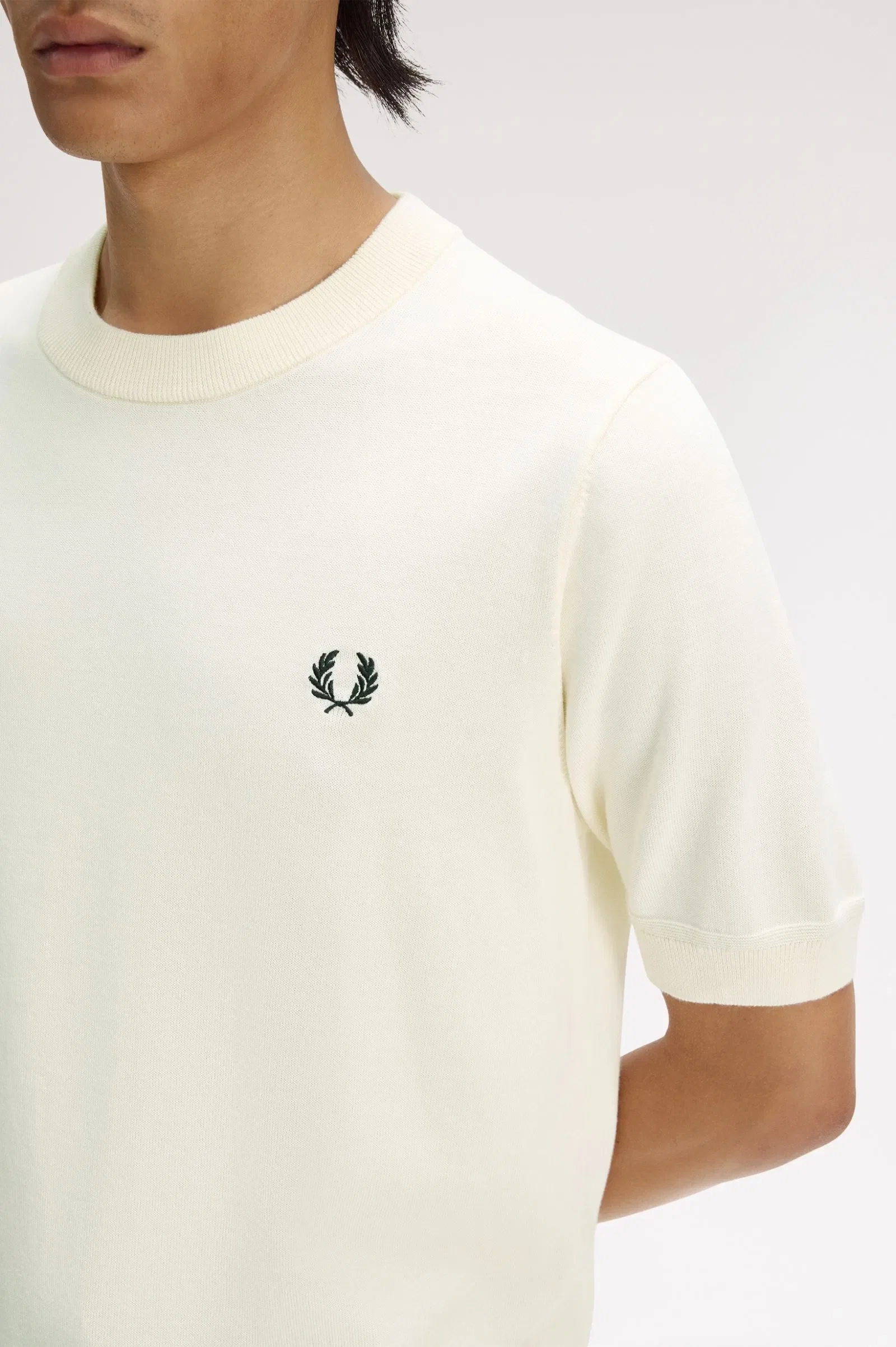 Fred Perry K2322 Cotton Knitted T-Shirt - Ecru