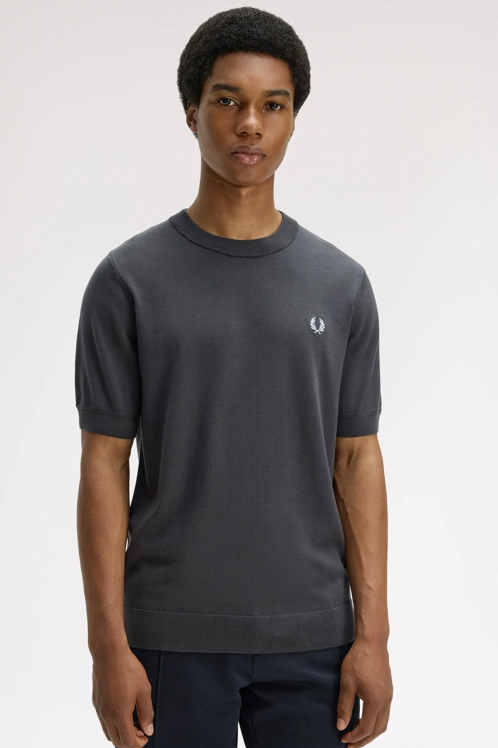 Fred Perry K2322 Cotton Knitted T-Shirt - Anchor Grey