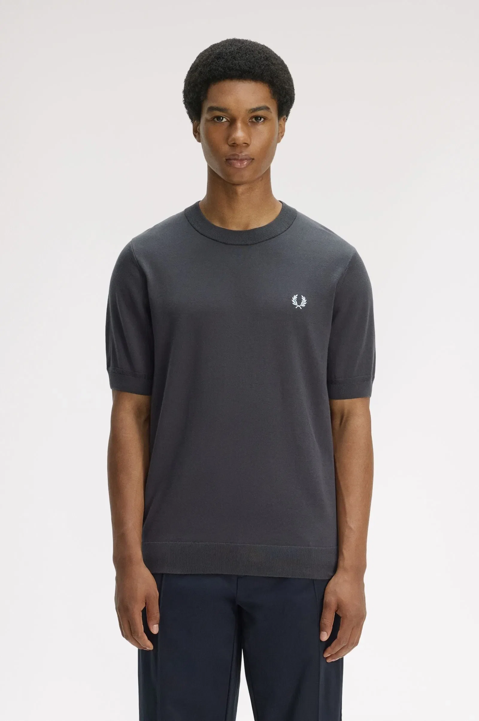 Fred Perry K2322 Cotton Knitted T-Shirt - Anchor Grey