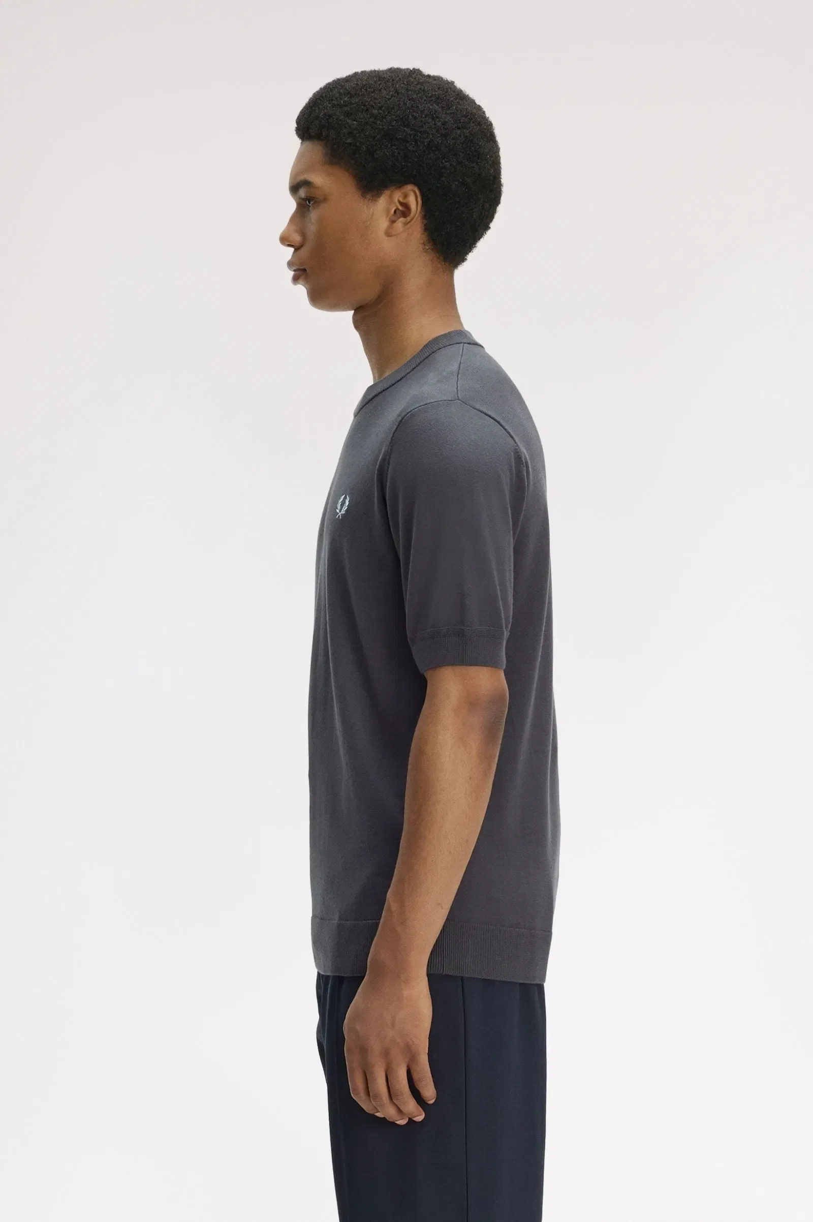 Fred Perry K2322 Cotton Knitted T-Shirt - Anchor Grey
