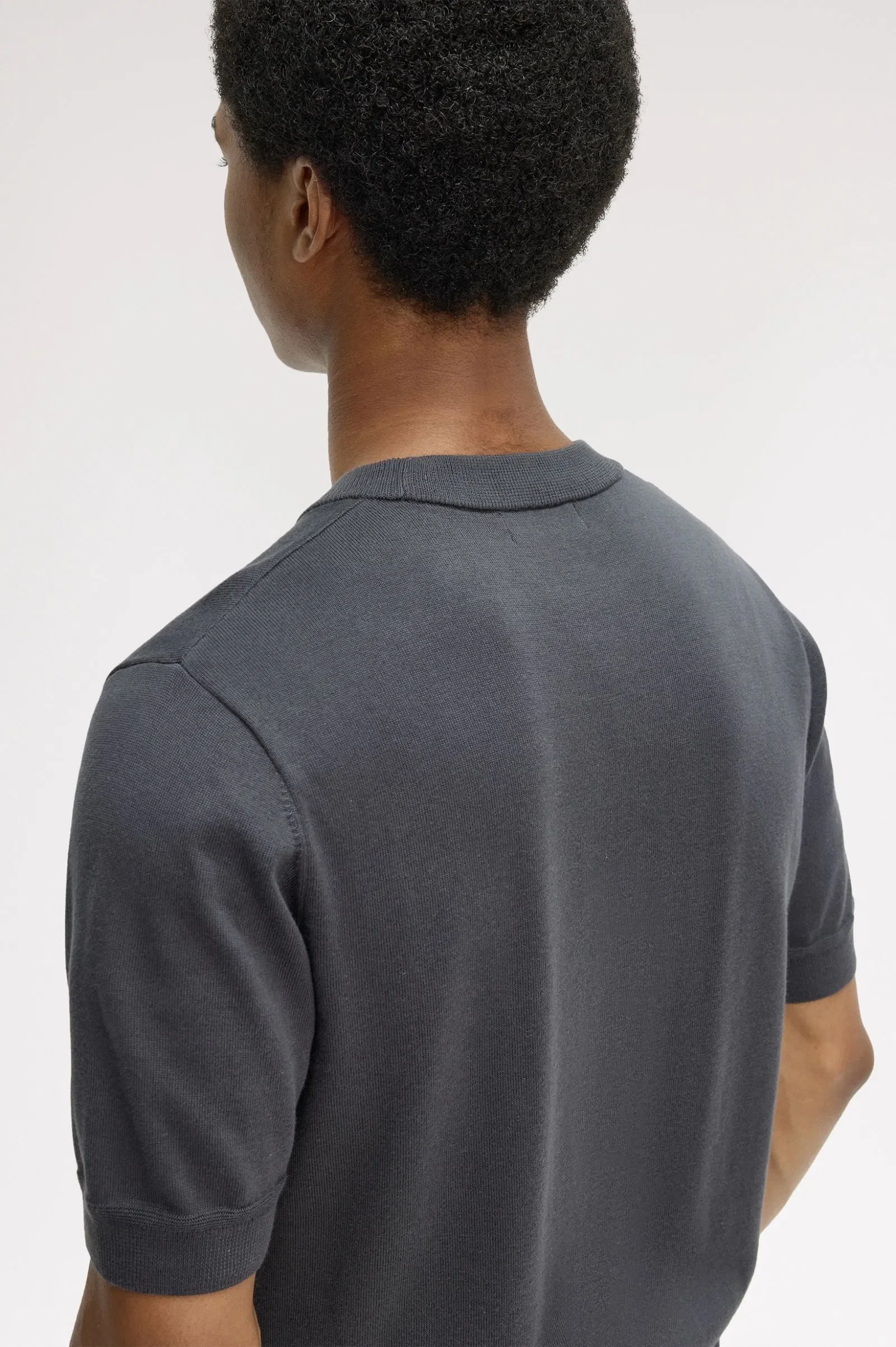 Fred Perry K2322 Cotton Knitted T-Shirt - Anchor Grey