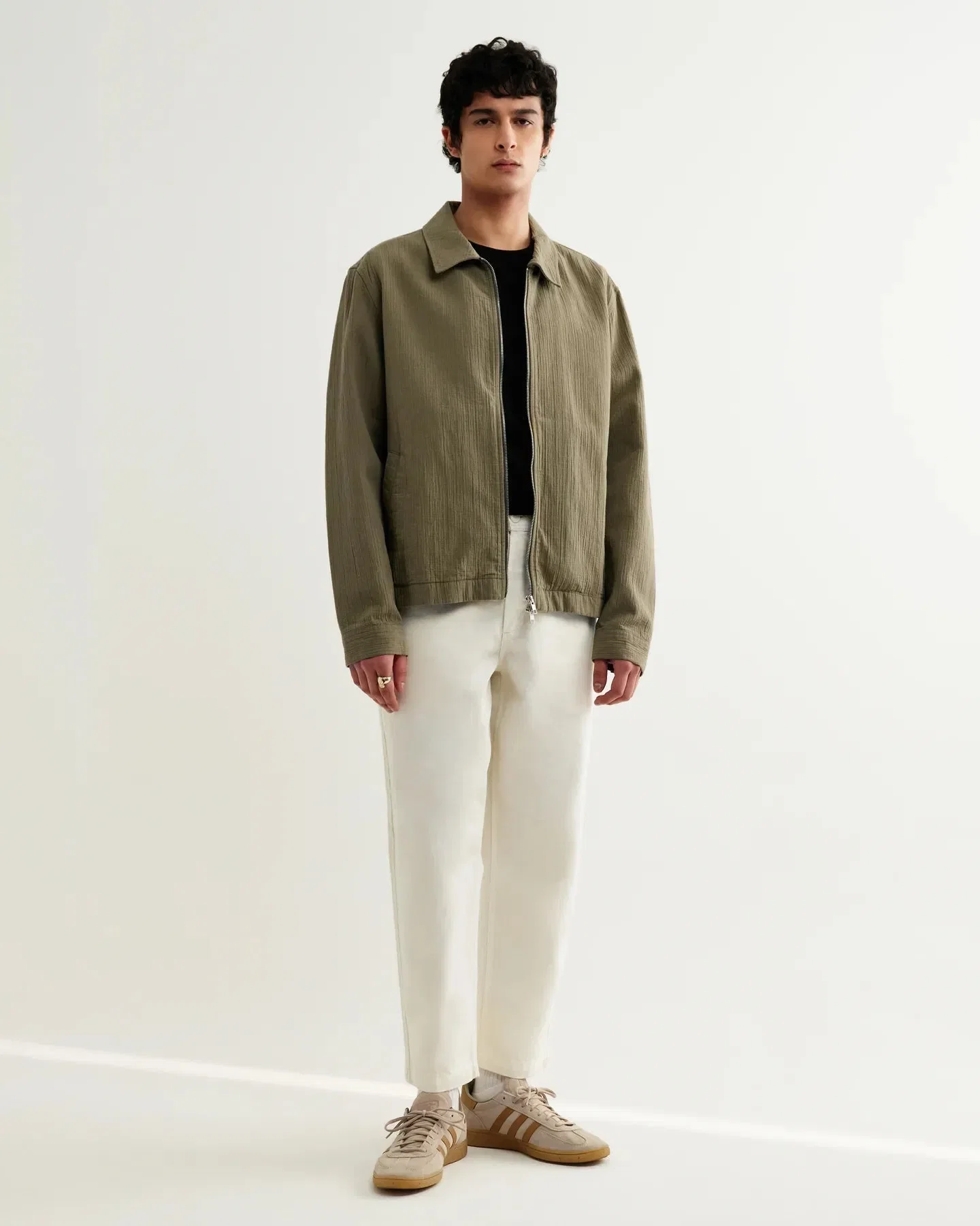 Wax London Eldon Jacket Cotton Crinkle Linen - Khaki