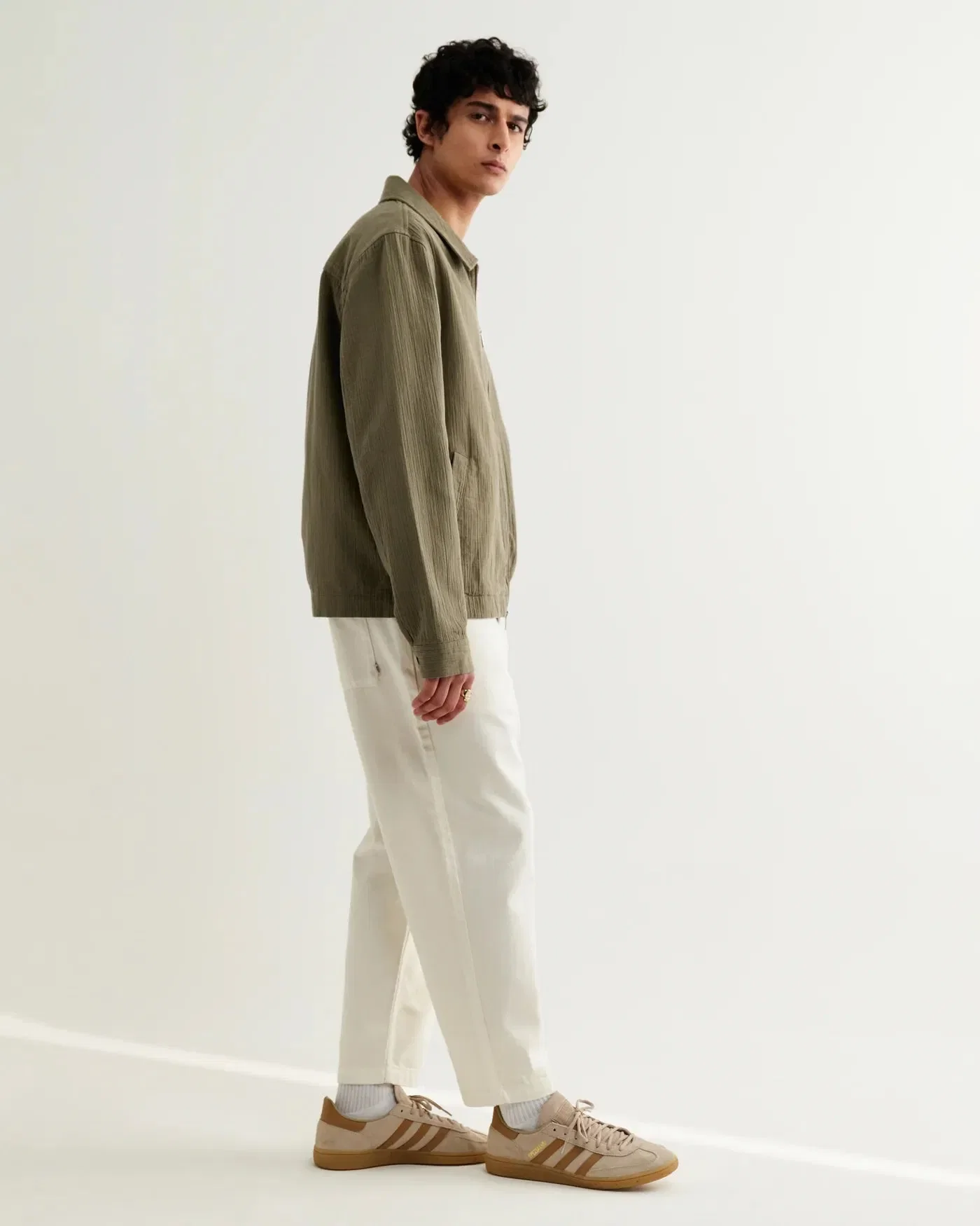 Wax London Eldon Jacket Cotton Crinkle Linen - Khaki