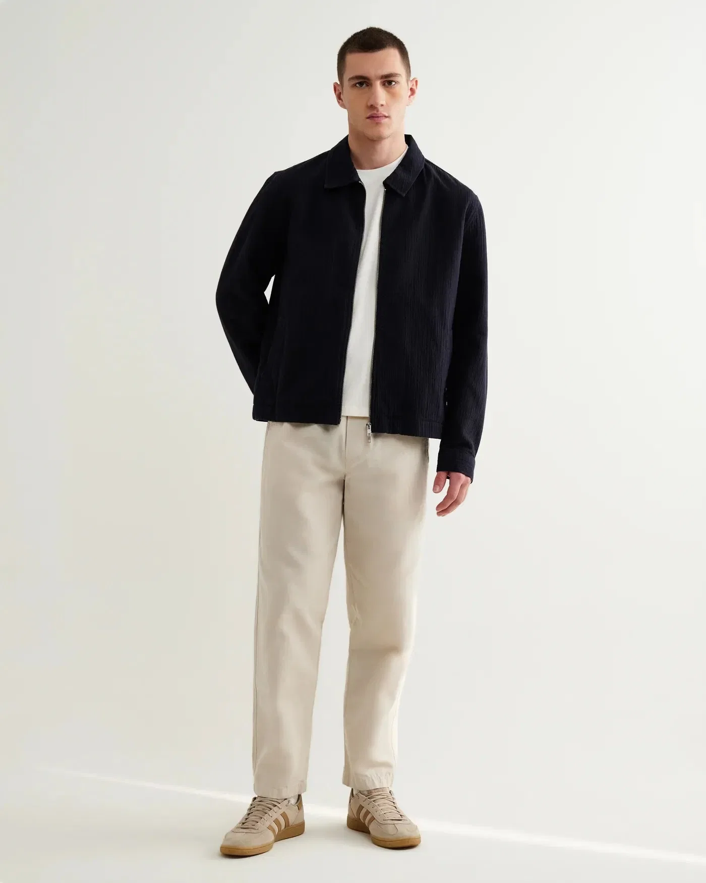 Wax London Eldon Jacket Cotton Crinkle Linen - Navy