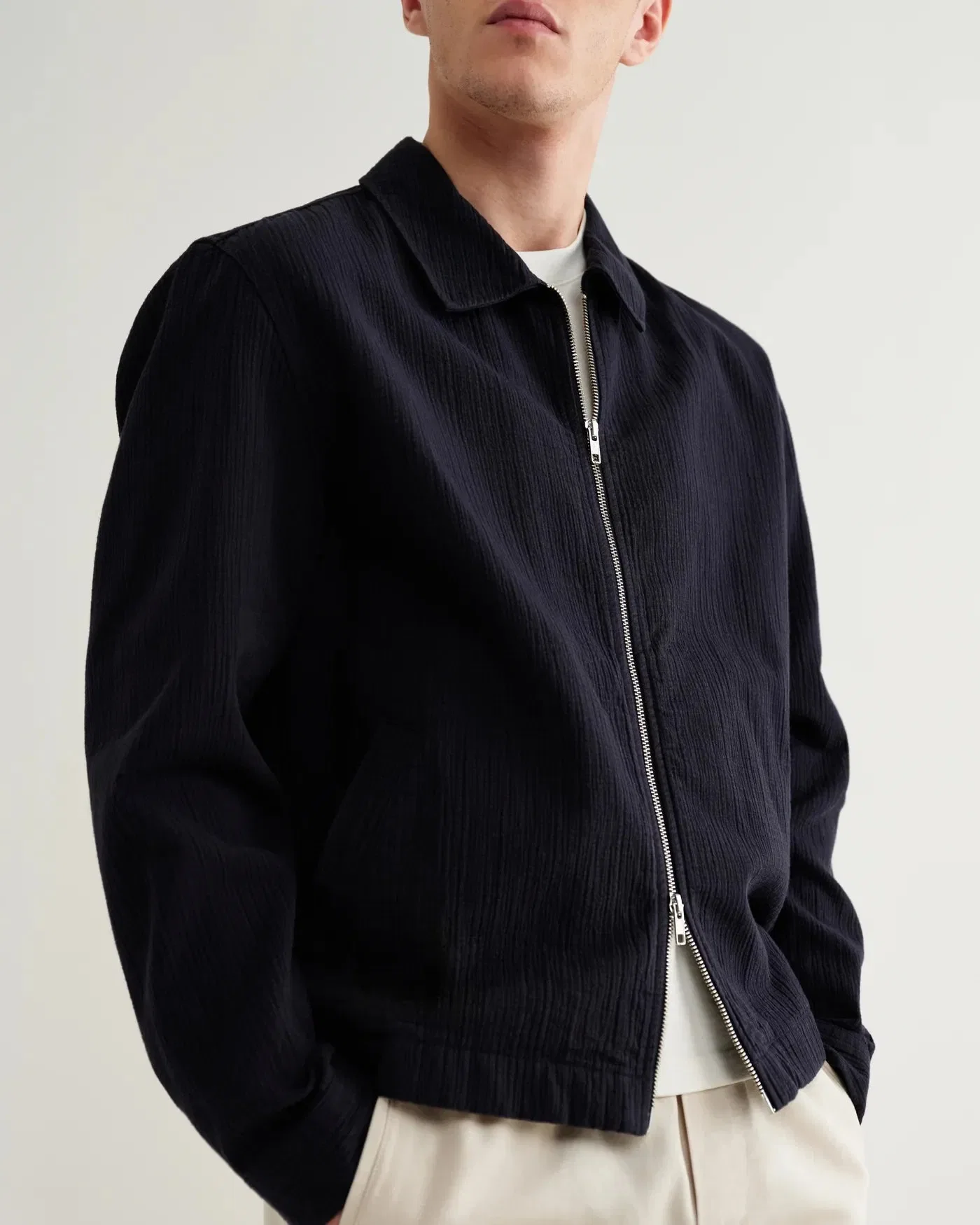 Wax London Eldon Jacket Cotton Crinkle Linen - Navy