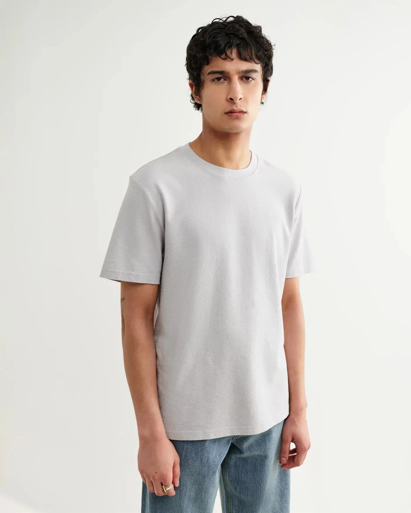 Wax London Dean Textured T-Shirt - Soft Grey