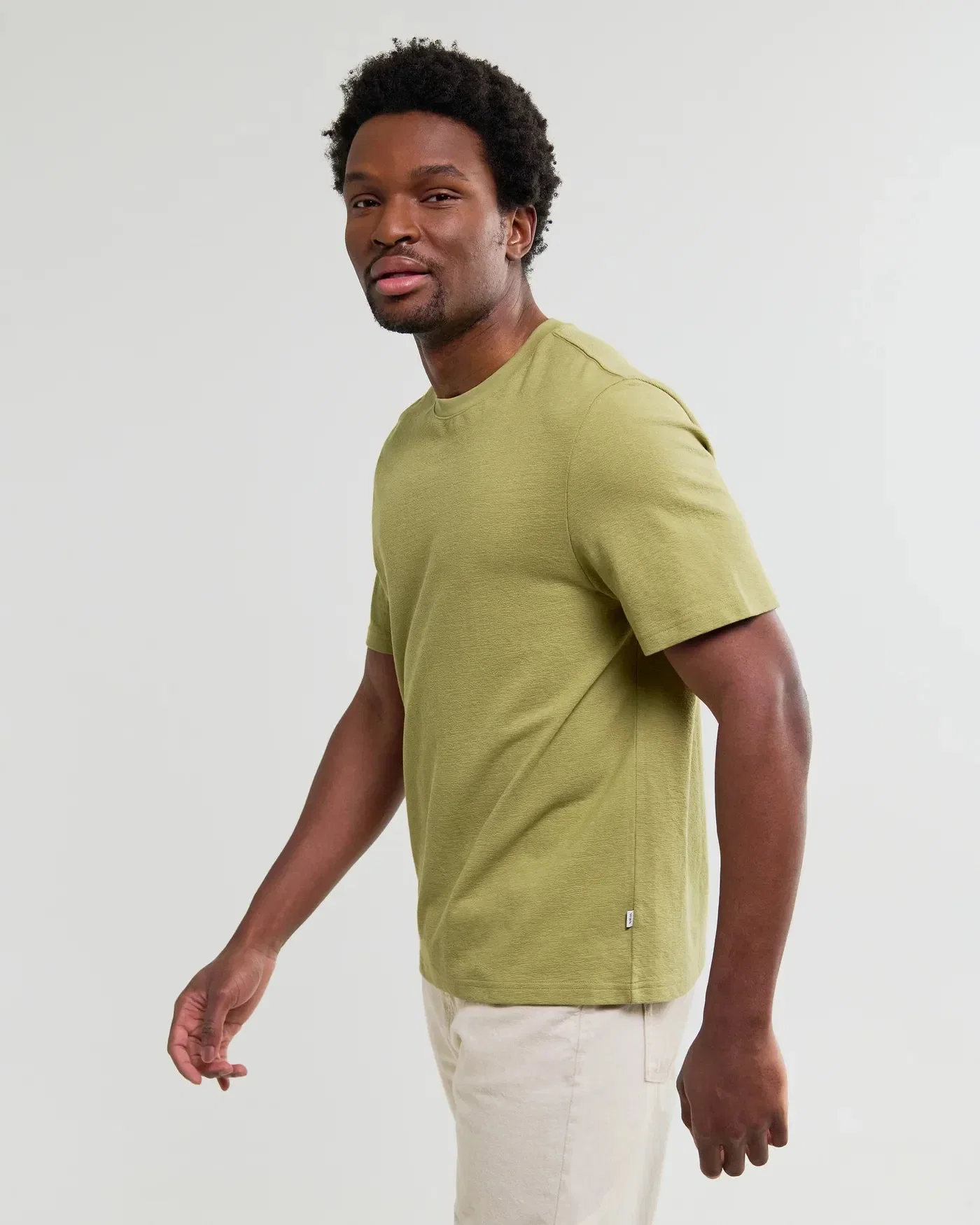 Wax London Dean Textured T-Shirt - Lime Khaki