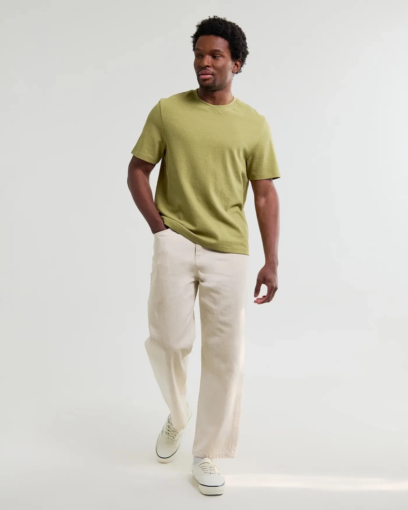 Wax London Dean Textured T-Shirt - Lime Khaki
