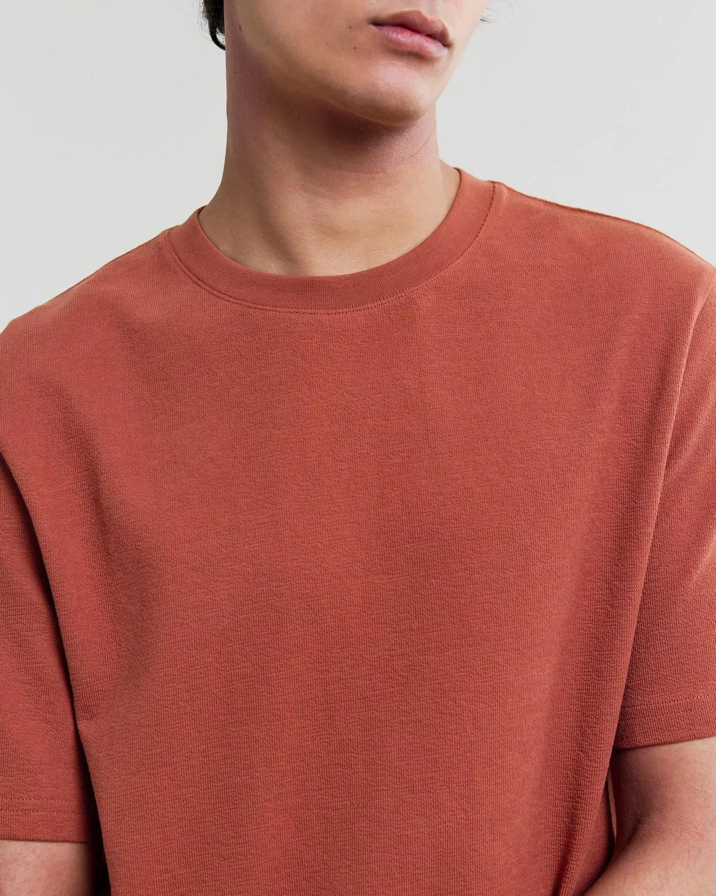 Wax London Dean Textured T-Shirt - Rust