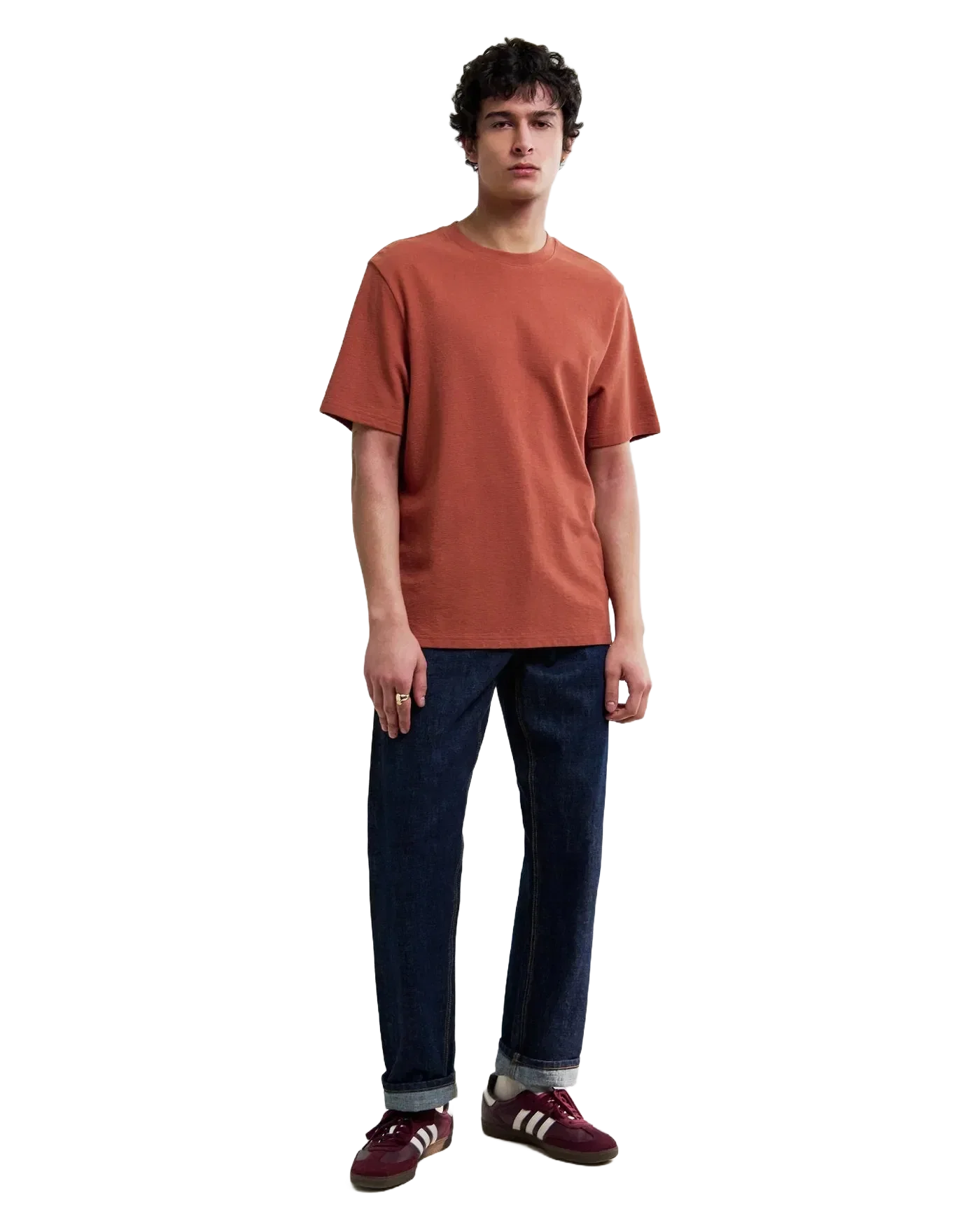 Wax London Dean Textured T-Shirt - Rust
