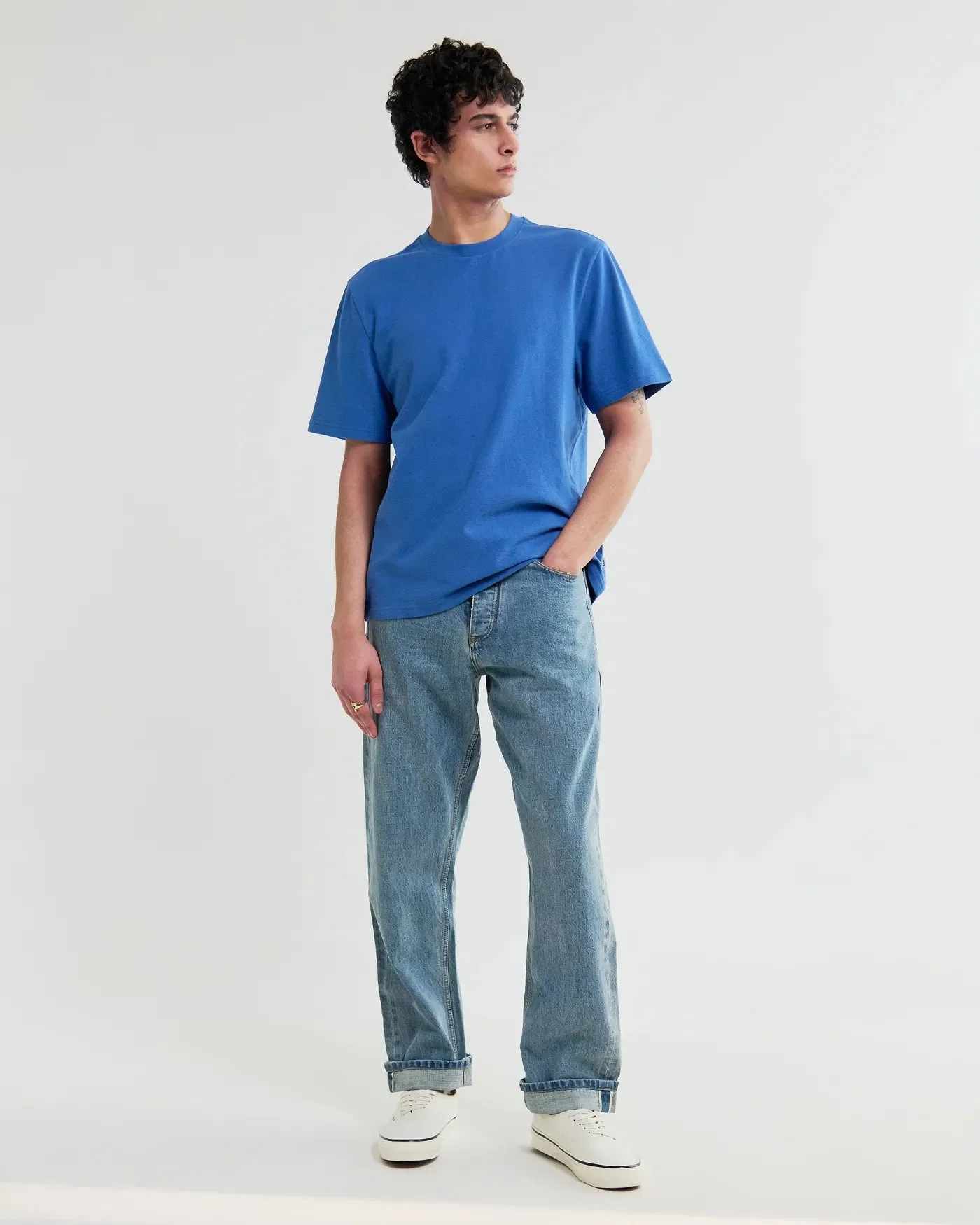 Wax London Dean Textured T-Shirt - French Blue