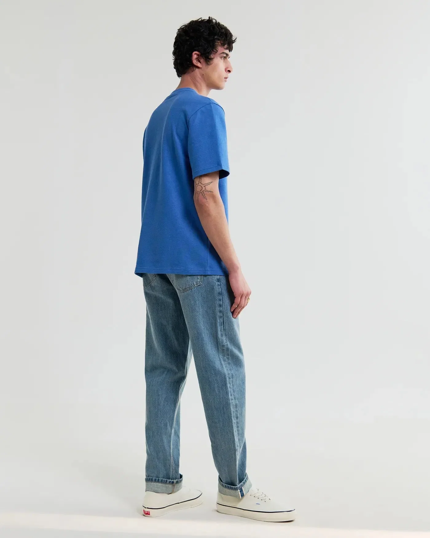 Wax London Dean Textured T-Shirt - French Blue
