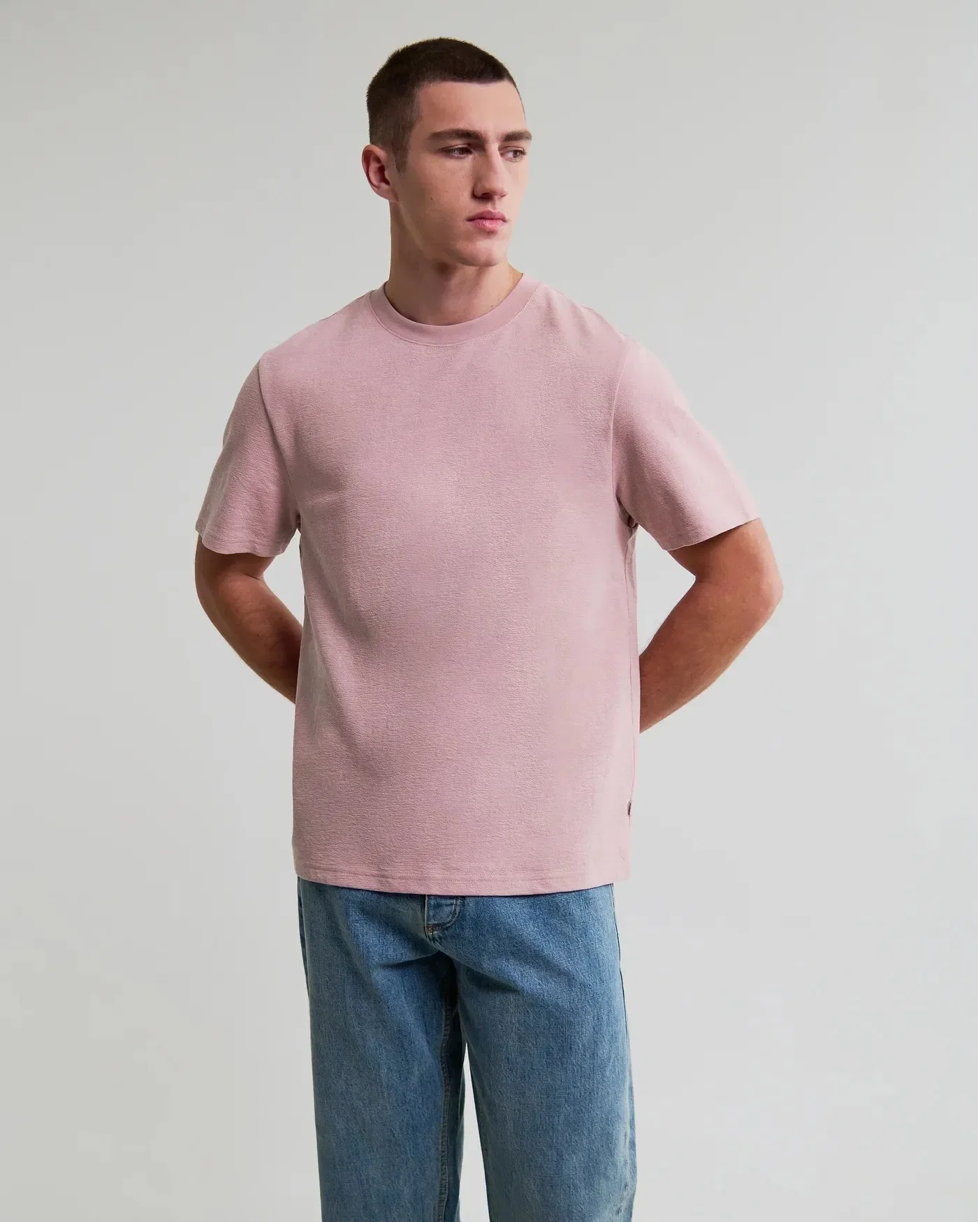 Wax London Dean Textured T-Shirt - Dusty Pink
