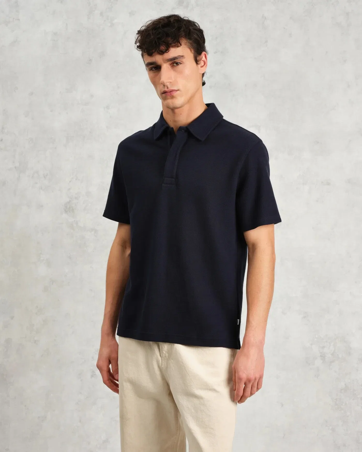 Wax London Shore Textured Polo Shirt - Navy