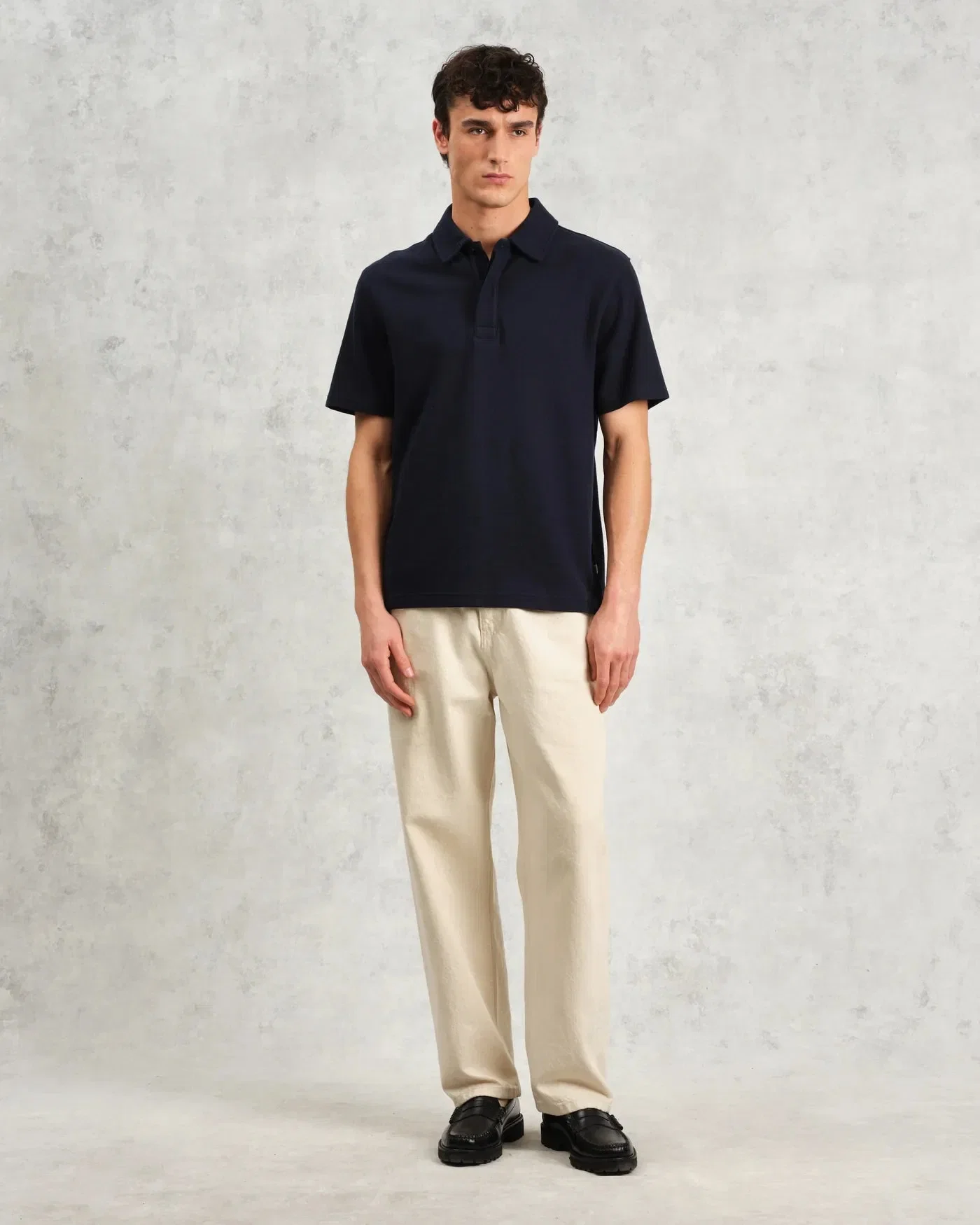 Wax London Shore Textured Polo Shirt - Navy
