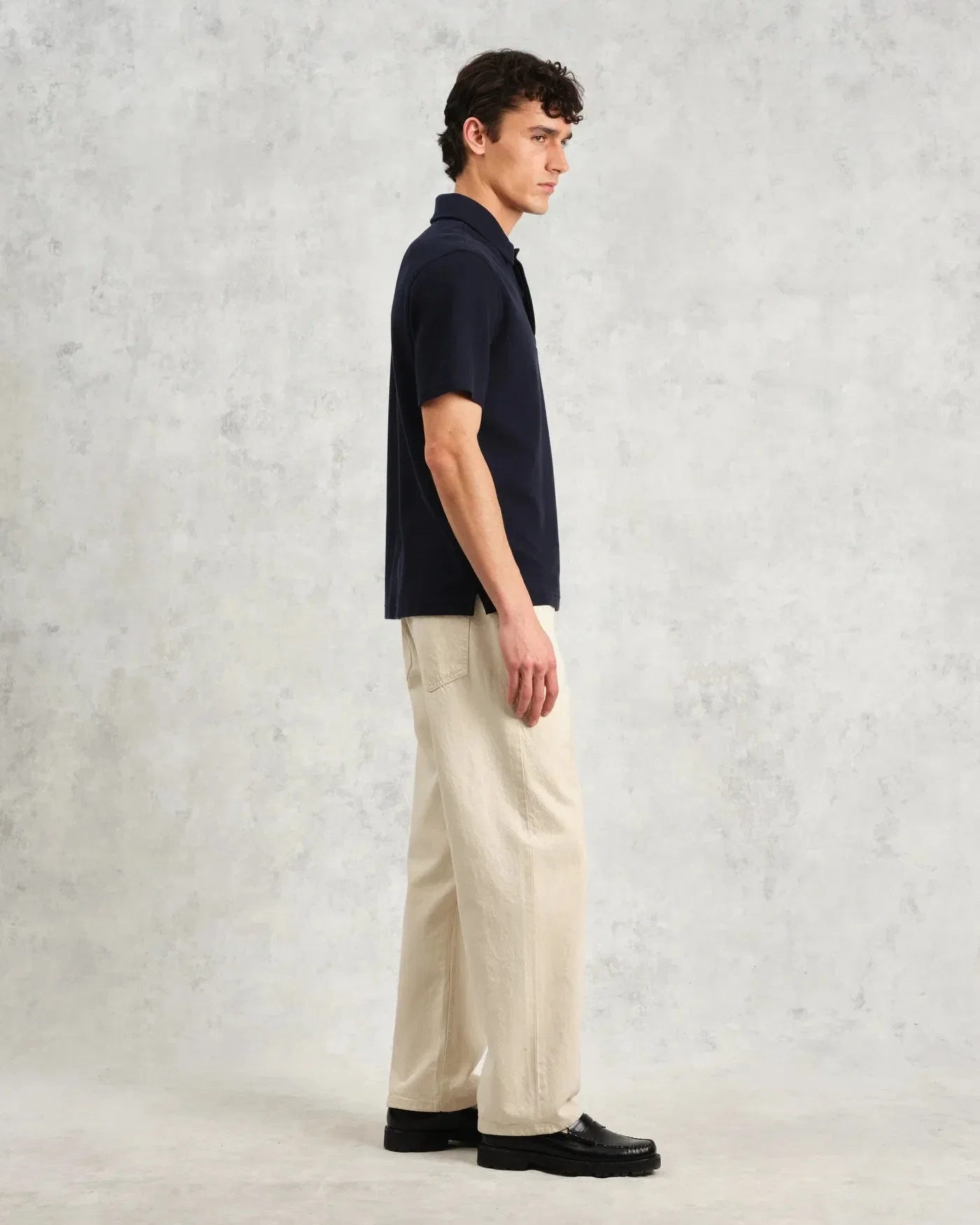 Wax London Shore Textured Polo Shirt - Navy