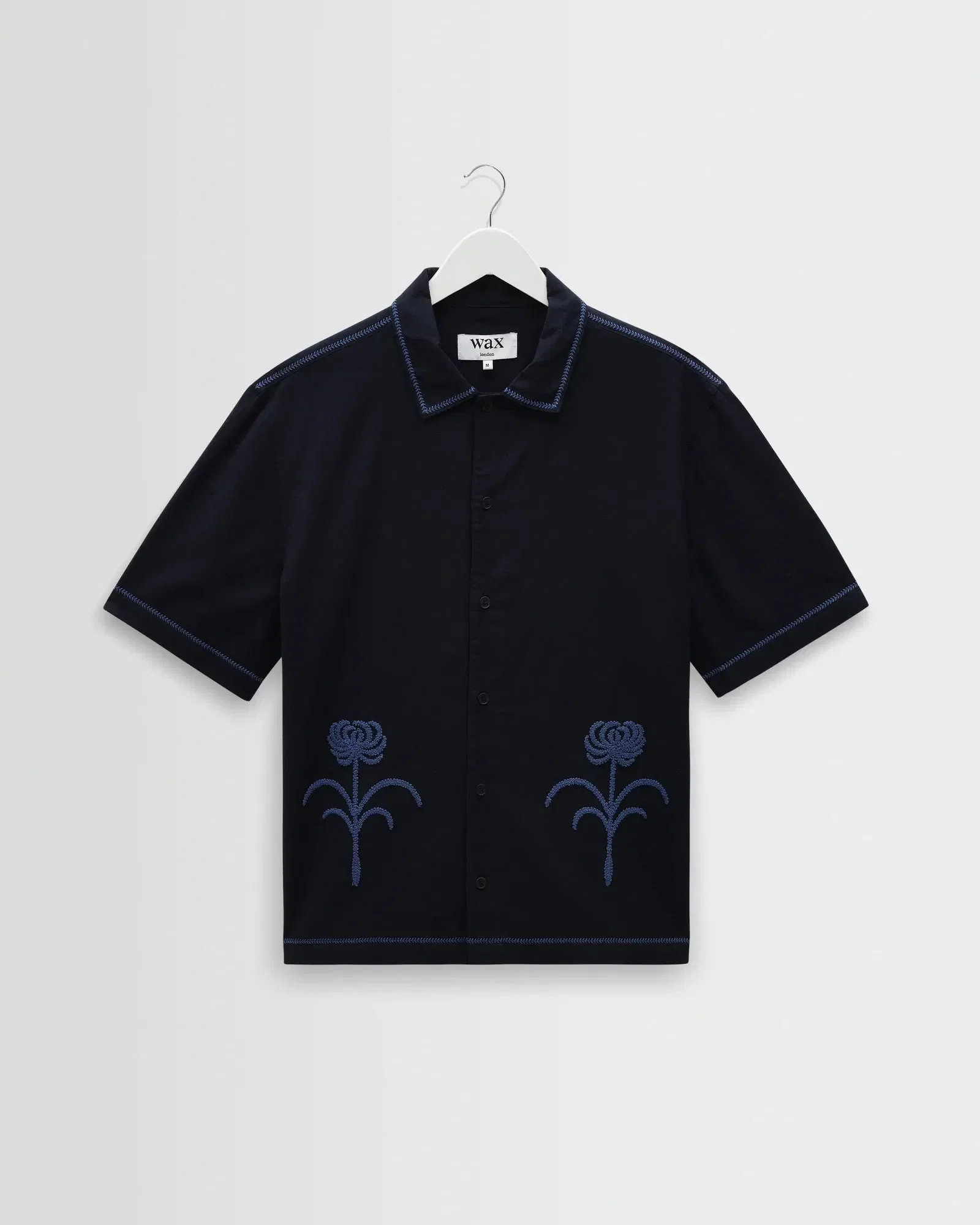 Wax London Keats Embroidered Shirt - Navy / Blue