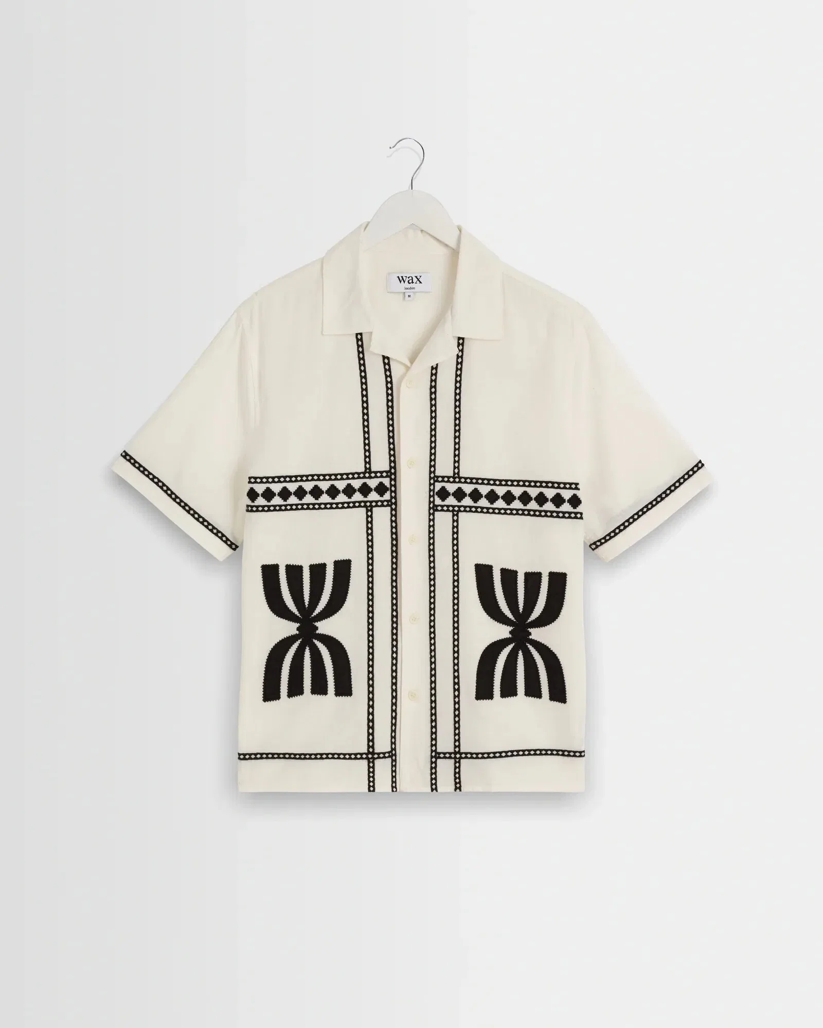 Wax London Didcot Shirt Border Applique - Ecru / Washed Black
