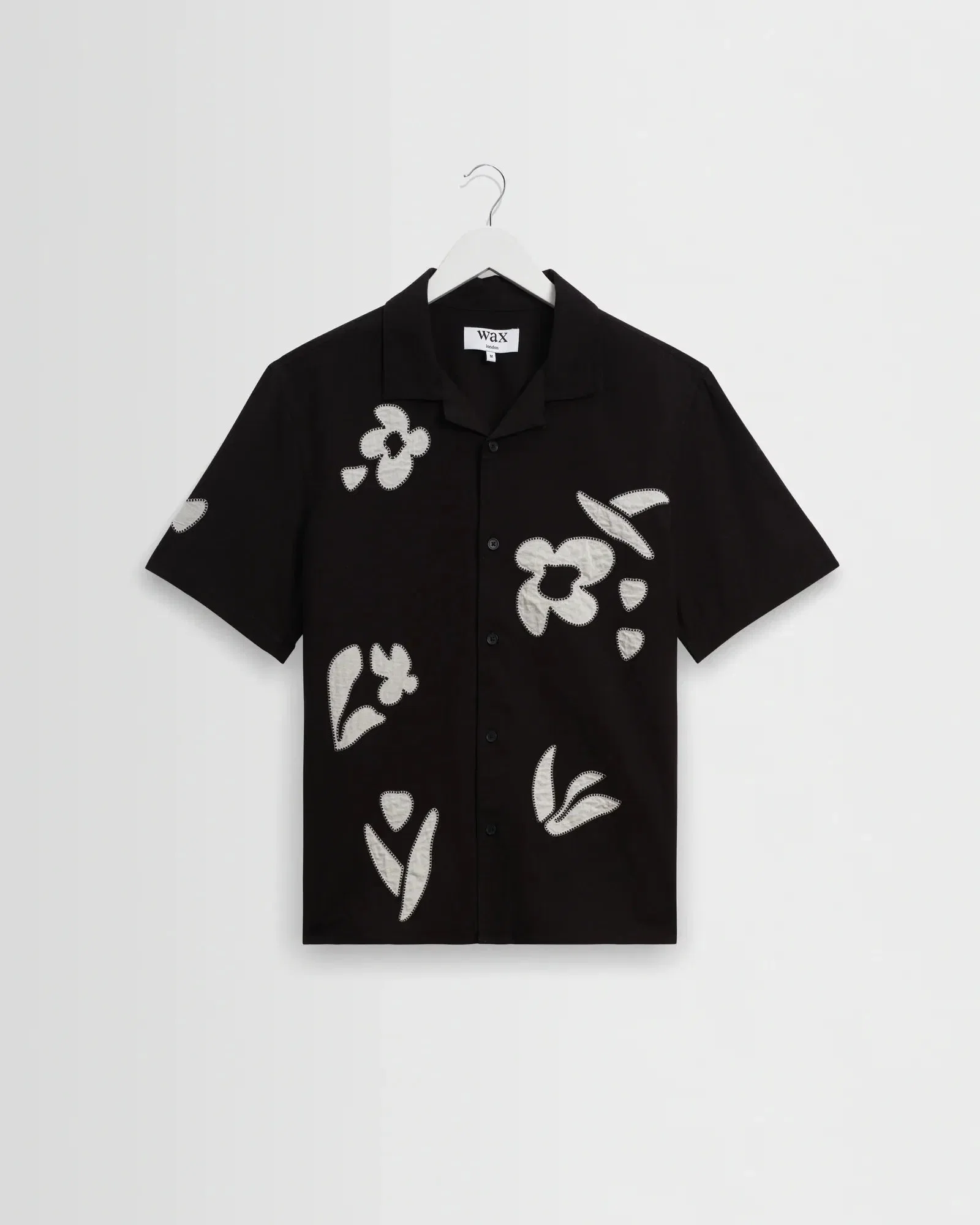 Wax London Didcot Shirt Abstract Applique - Black / Beige