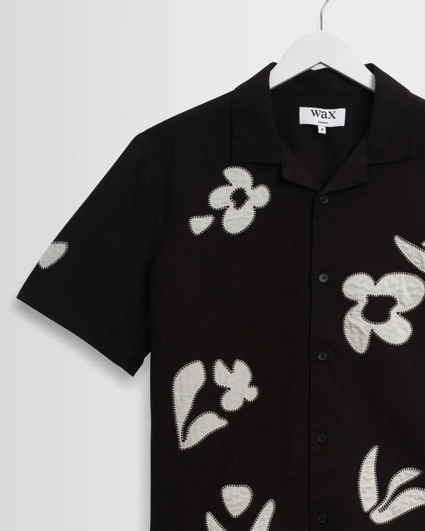 Wax London Didcot Shirt Abstract Applique - Black / Beige