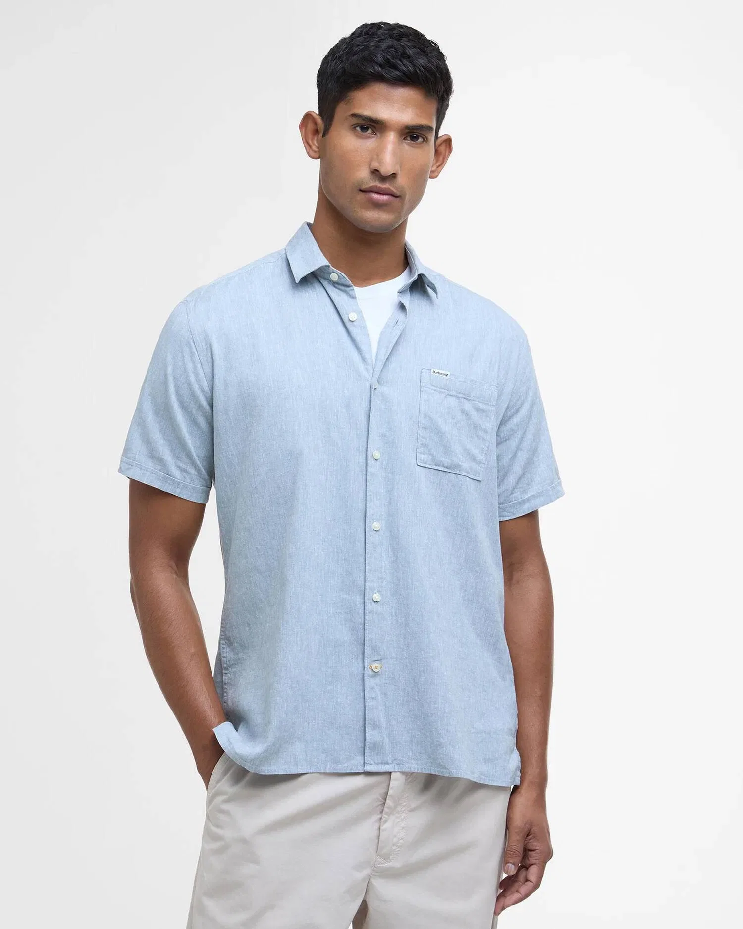 Barbour Nelson Regular Fit Short Sleeved Shirt -Lead