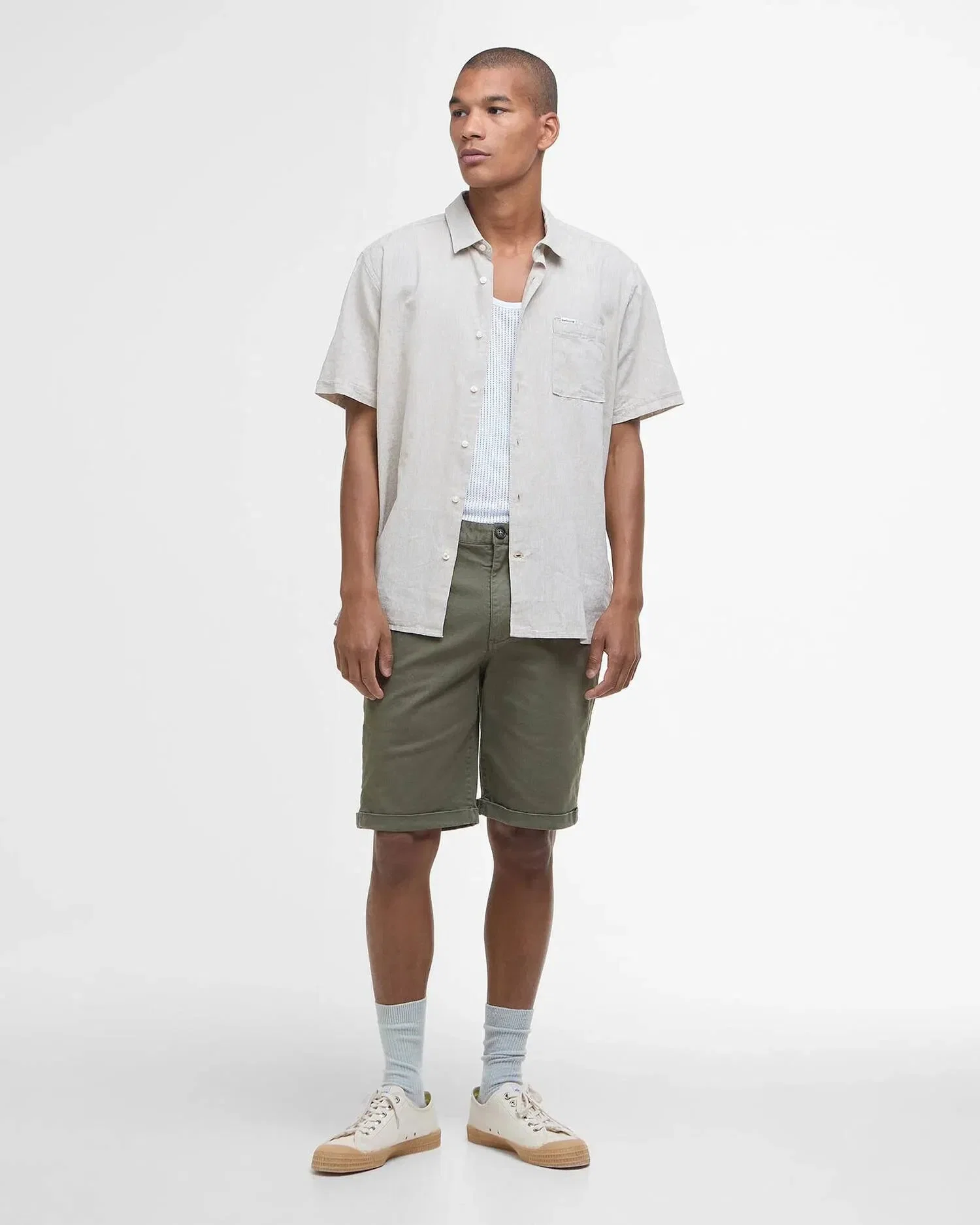 Barbour Nelson Regular Fit Short Sleeved Shirt - Stone