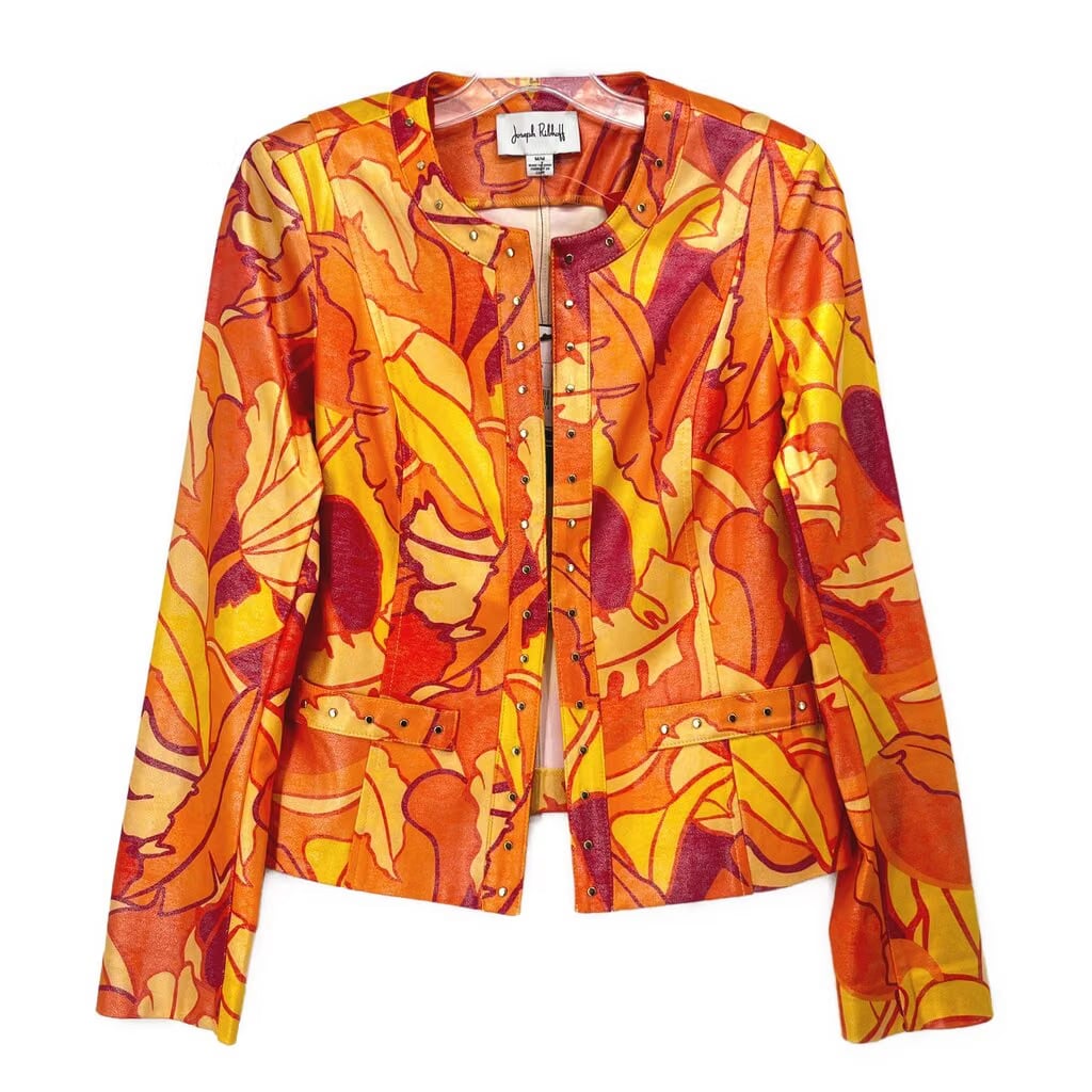 JOSEPH RIBKOFF PRINT JACKETS ORANGE M