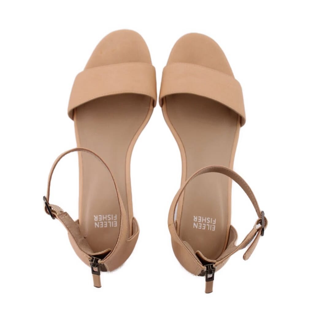 EILEEN FISHER MARA ANKLE STRAP WEDGE SANDALS TAN 9.5 US