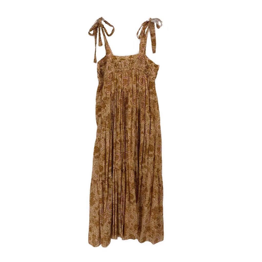 ULLA JOHNSON PRINT DRESSES BROWN XS