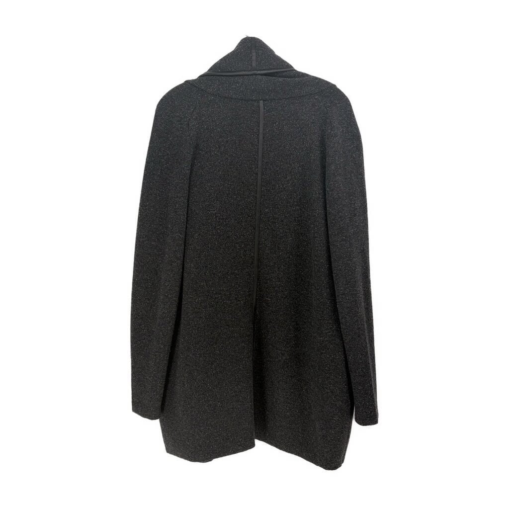 VINCE LEATHER TRIM CARDIGANS GRAY S