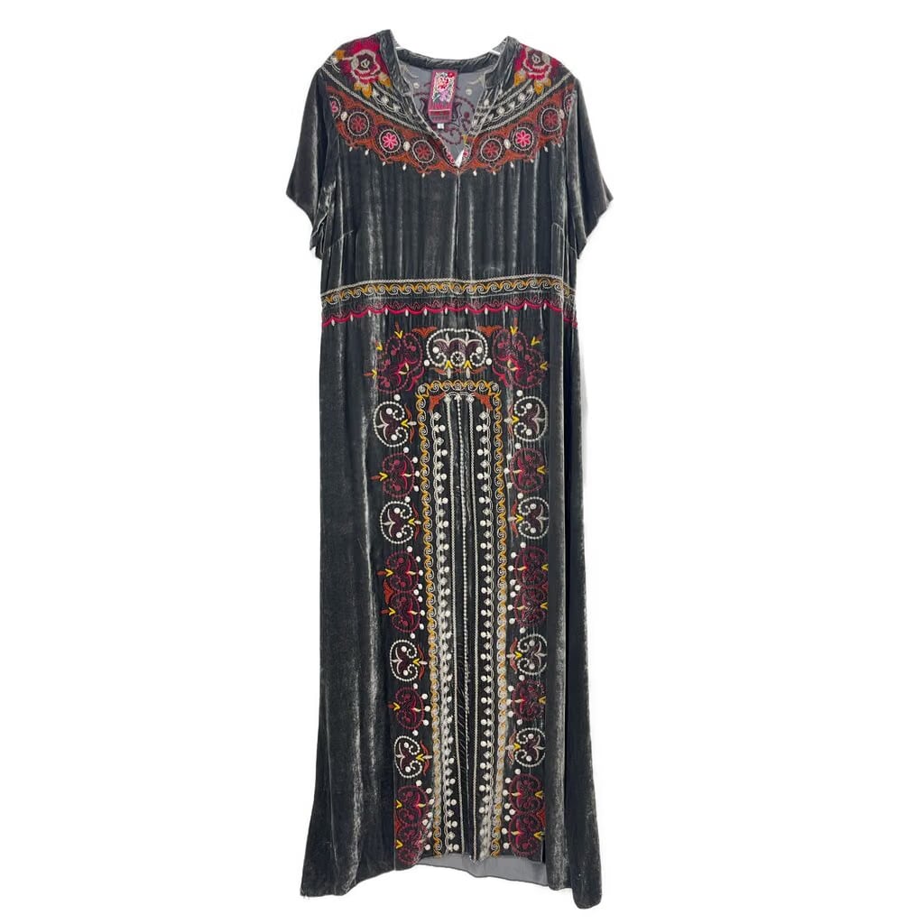 JOHNNY WAS VELVET DRESSES GRAY L