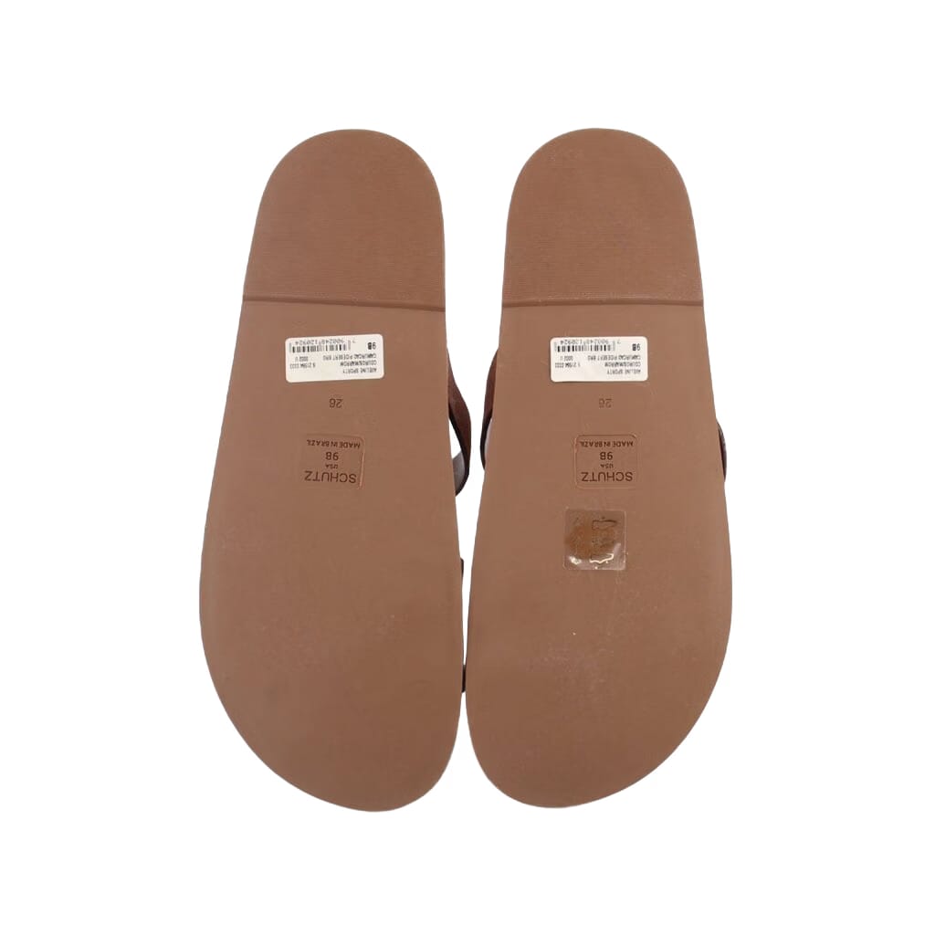 SCHUTZ FLAT SANDALS BROWN 9 US