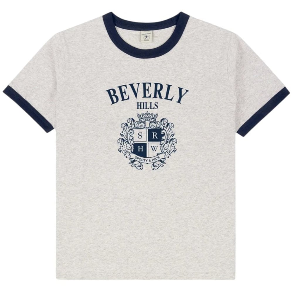SPORTY & RICH BH Crest Soft Ringer Tee