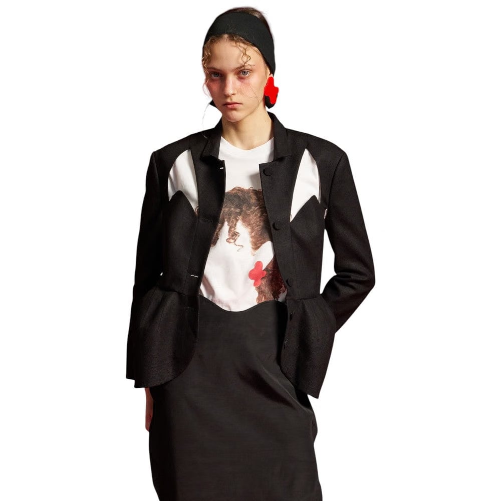 pushBUTTON WHITE HAIR SILHOUETTE T-SHIRT