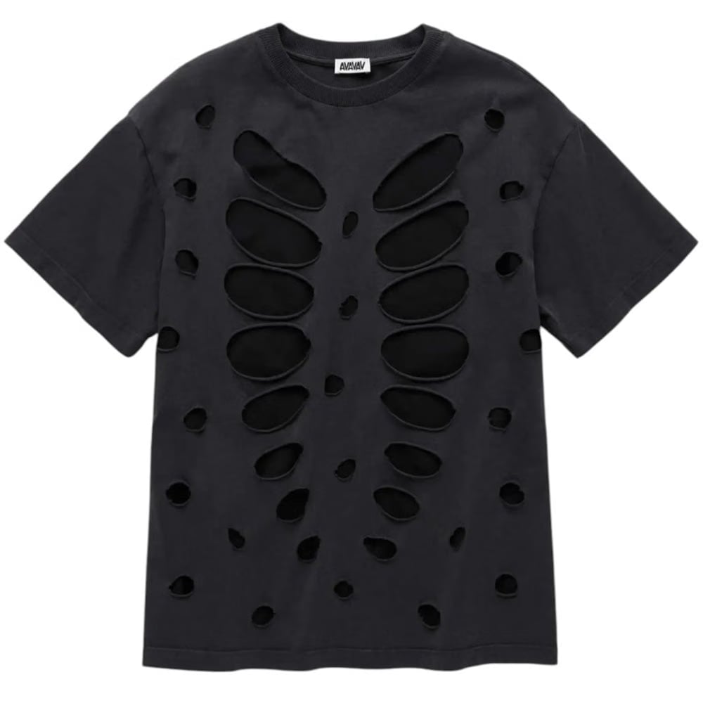 AVAVAV SEMI-DISTRESSED DOUBLE LAYER T-SHIRT BLACK
