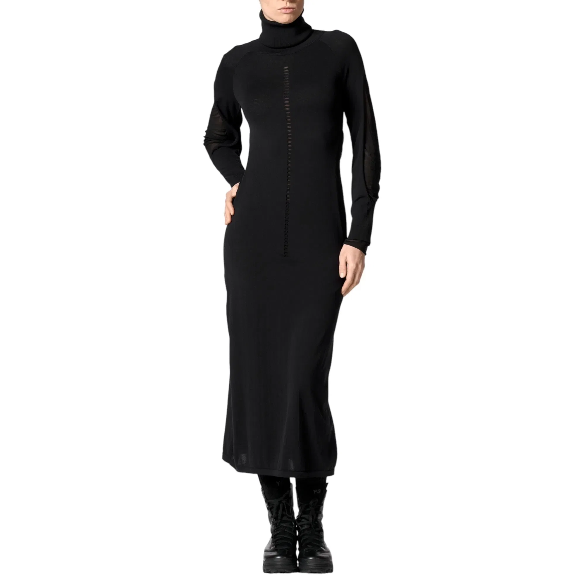 Y-3 HOODED KNIT DRESS