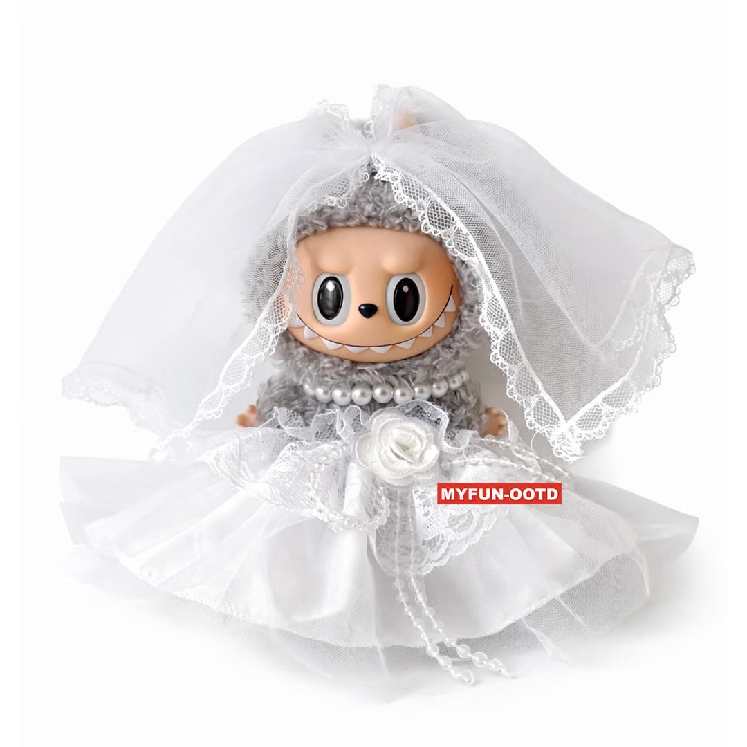 Labubu Outfit - Wedding Dress + Veil + Necklace