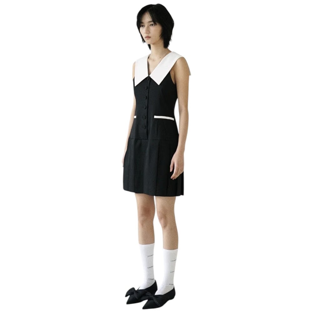 KIMHEKIM MALEVICH SAILOR COLLAR PLEATED SLEEVELESS DRESS