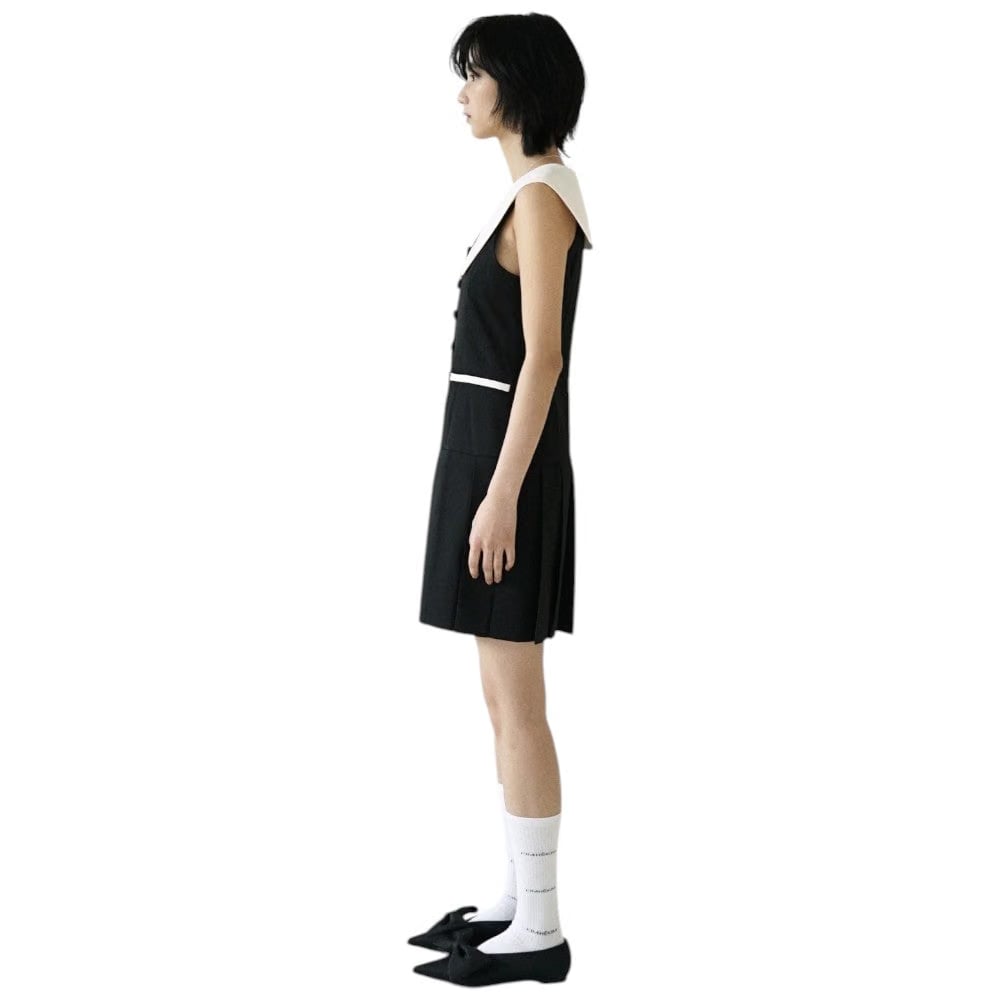KIMHEKIM MALEVICH SAILOR COLLAR PLEATED SLEEVELESS DRESS
